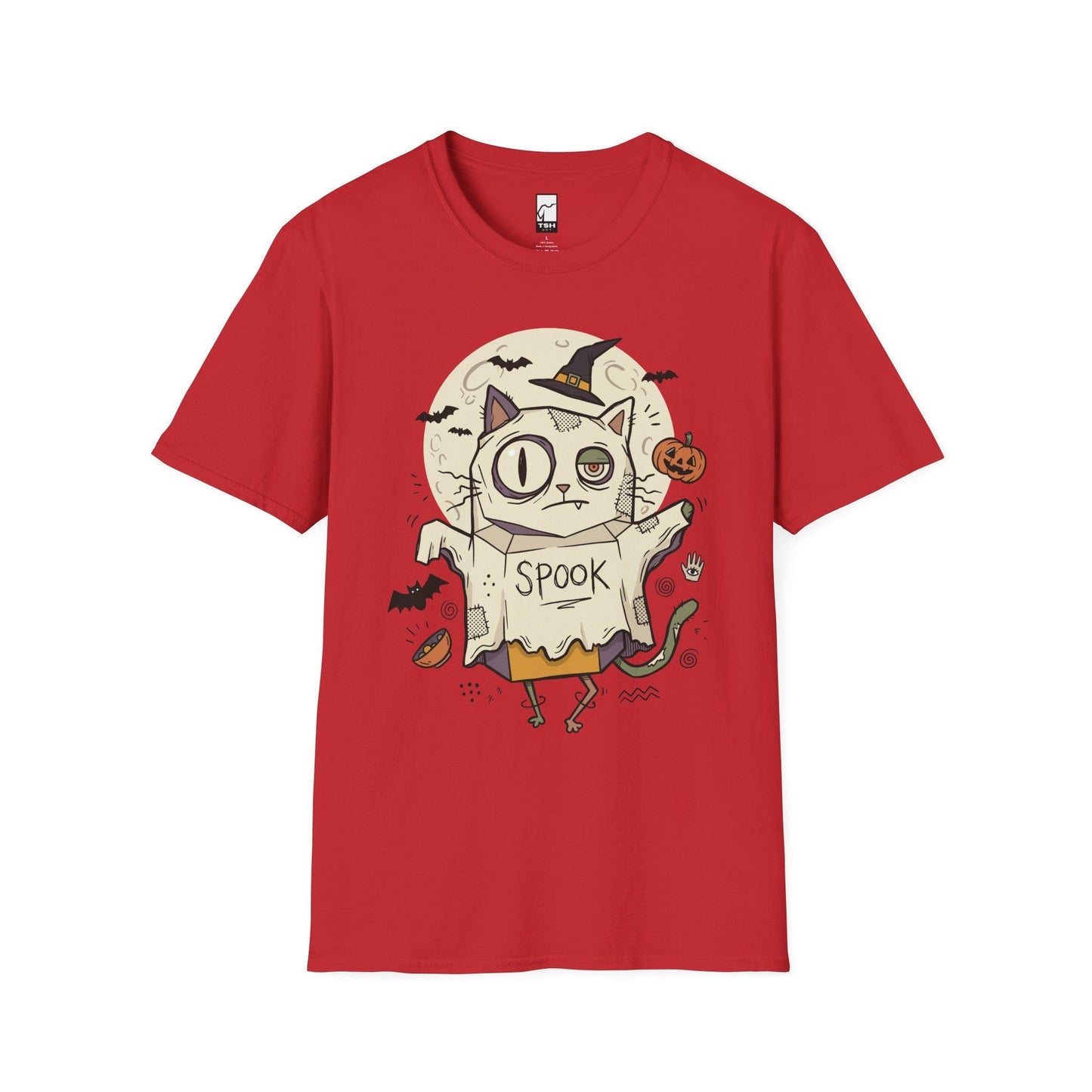 Halloween Cat Ghost Shirt | Funny Witch Cat Tee | Spooky Season Graphic T Shirt | Trick or Treat Costume Top | Cat Mom Gift | Unisex Gift