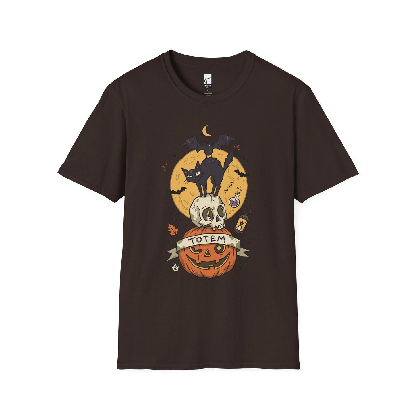 Halloween Black Cat Shirt | Skull Pumpkin Graphic Tee | Gothic Tattoo Flash T Shirt | Cat Lover Tee | Vintage Horror Tee | Unisex Gift