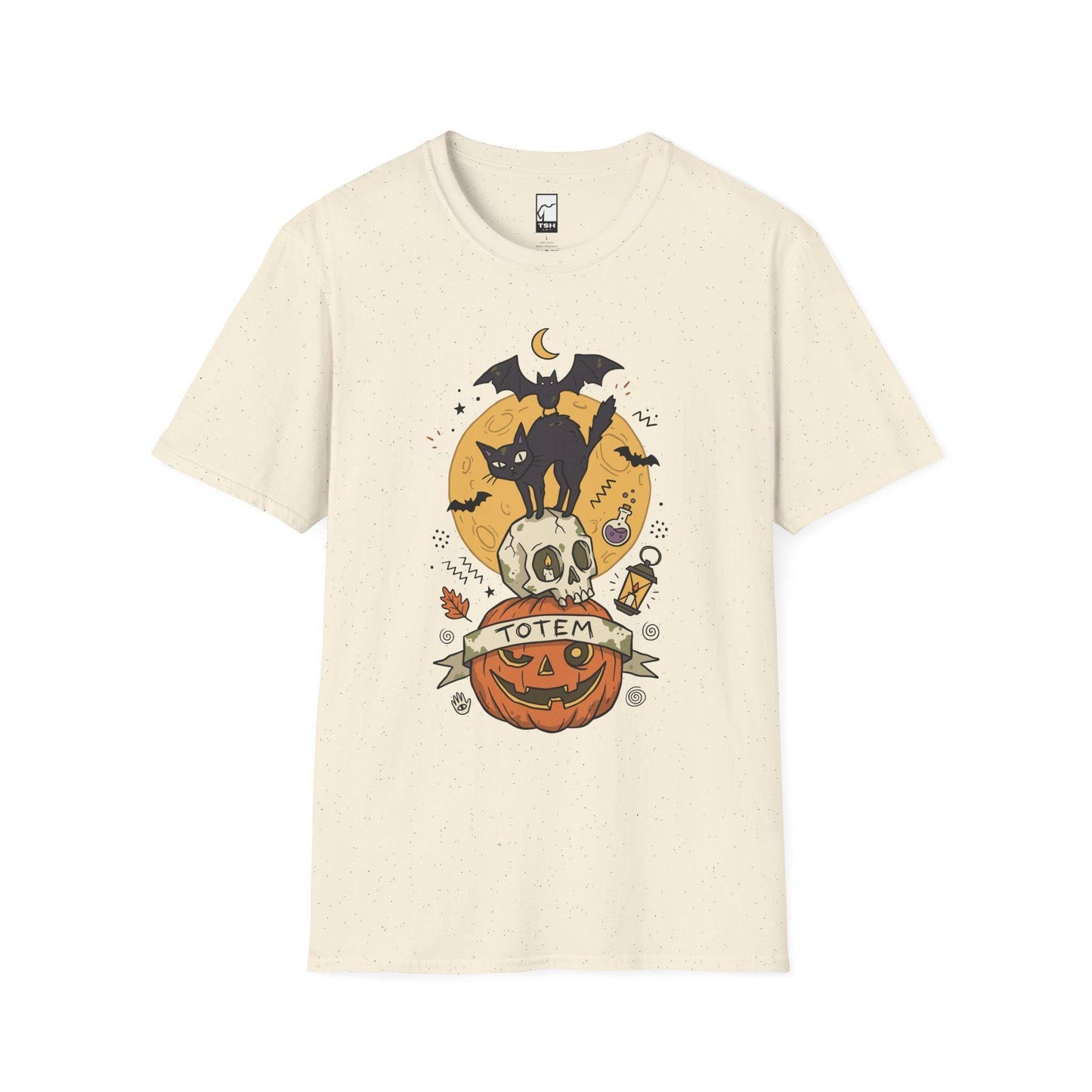 Halloween Black Cat Shirt | Skull Pumpkin Graphic Tee | Gothic Tattoo Flash T Shirt | Cat Lover Tee | Vintage Horror Tee | Unisex Gift