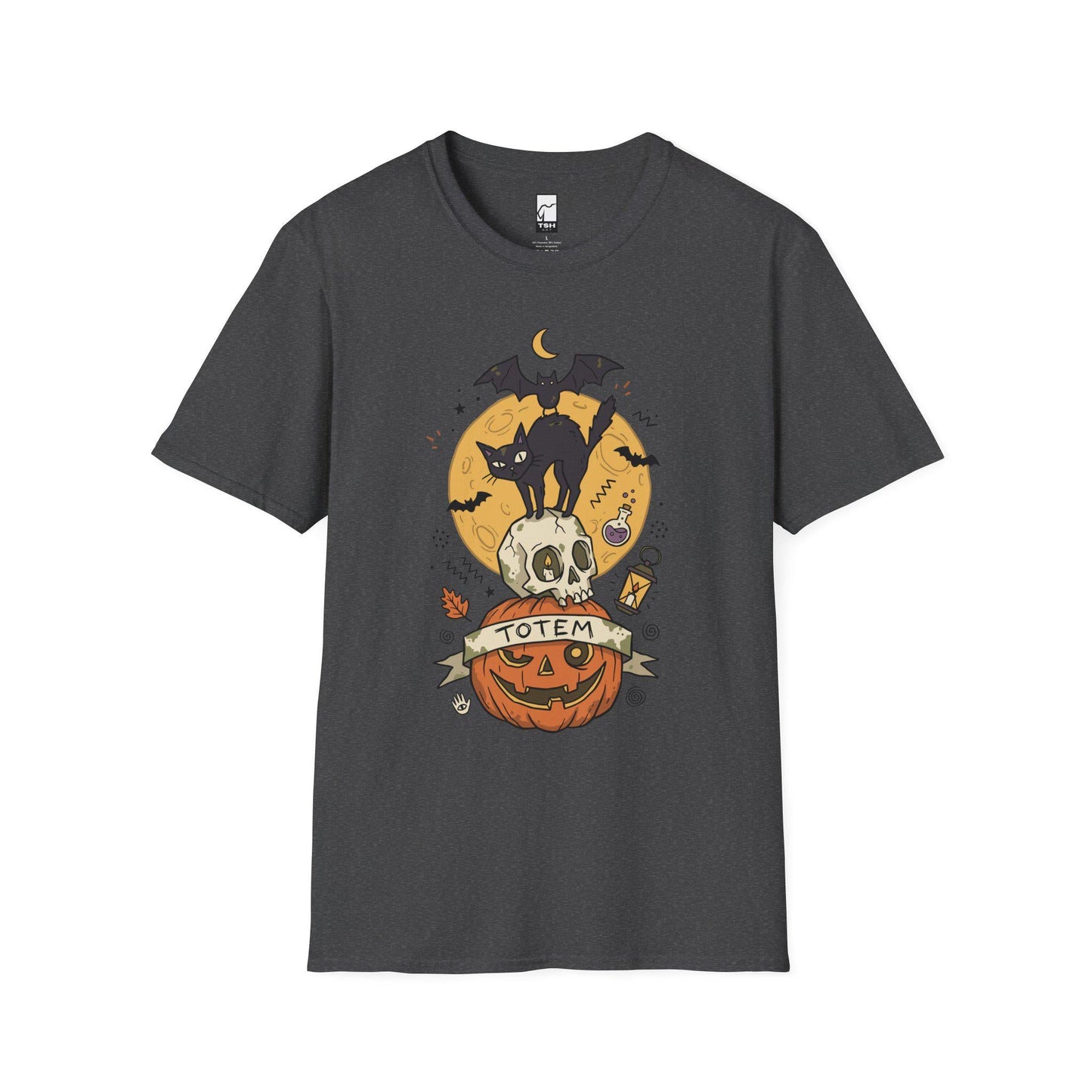 Halloween Black Cat Shirt | Skull Pumpkin Graphic Tee | Gothic Tattoo Flash T Shirt | Cat Lover Tee | Vintage Horror Tee | Unisex Gift