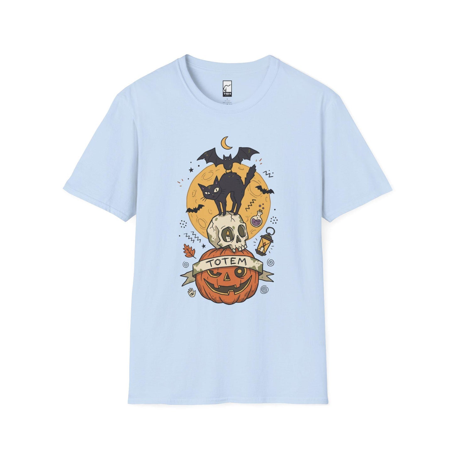 Halloween Black Cat Shirt | Skull Pumpkin Graphic Tee | Gothic Tattoo Flash T Shirt | Cat Lover Tee | Vintage Horror Tee | Unisex Gift