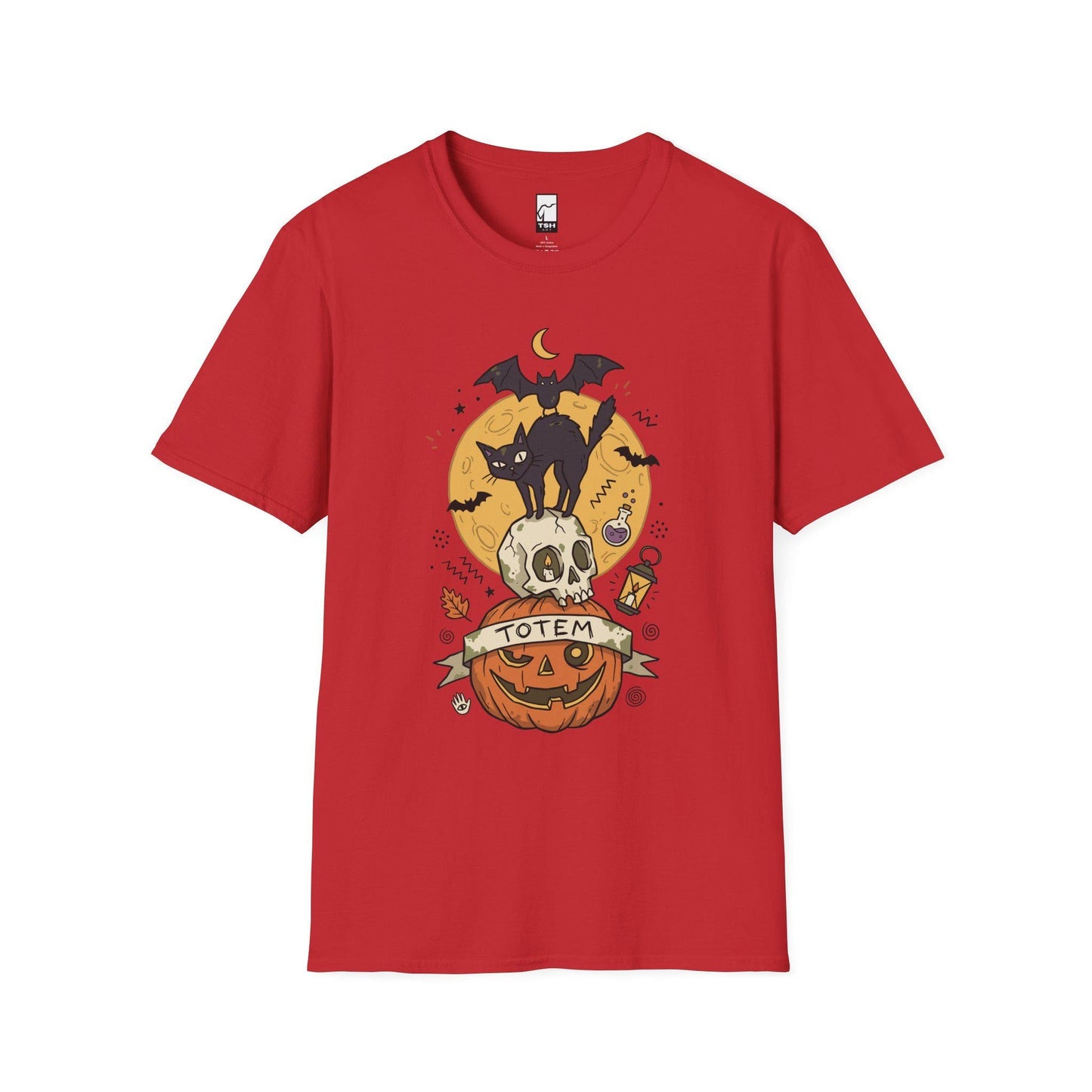 Halloween Black Cat Shirt | Skull Pumpkin Graphic Tee | Gothic Tattoo Flash T Shirt | Cat Lover Tee | Vintage Horror Tee | Unisex Gift