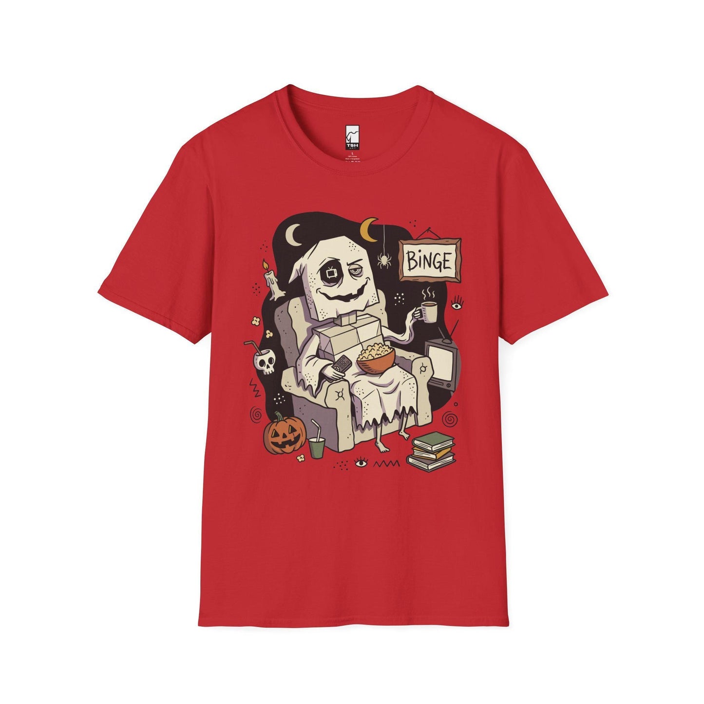 Cozy Halloween Ghost Shirt | Movie Night Graphic Tee | Spooky Season T Shirt | Autumn Binge Watching Tee | Vintage Cozy Tee | Unisex Gift