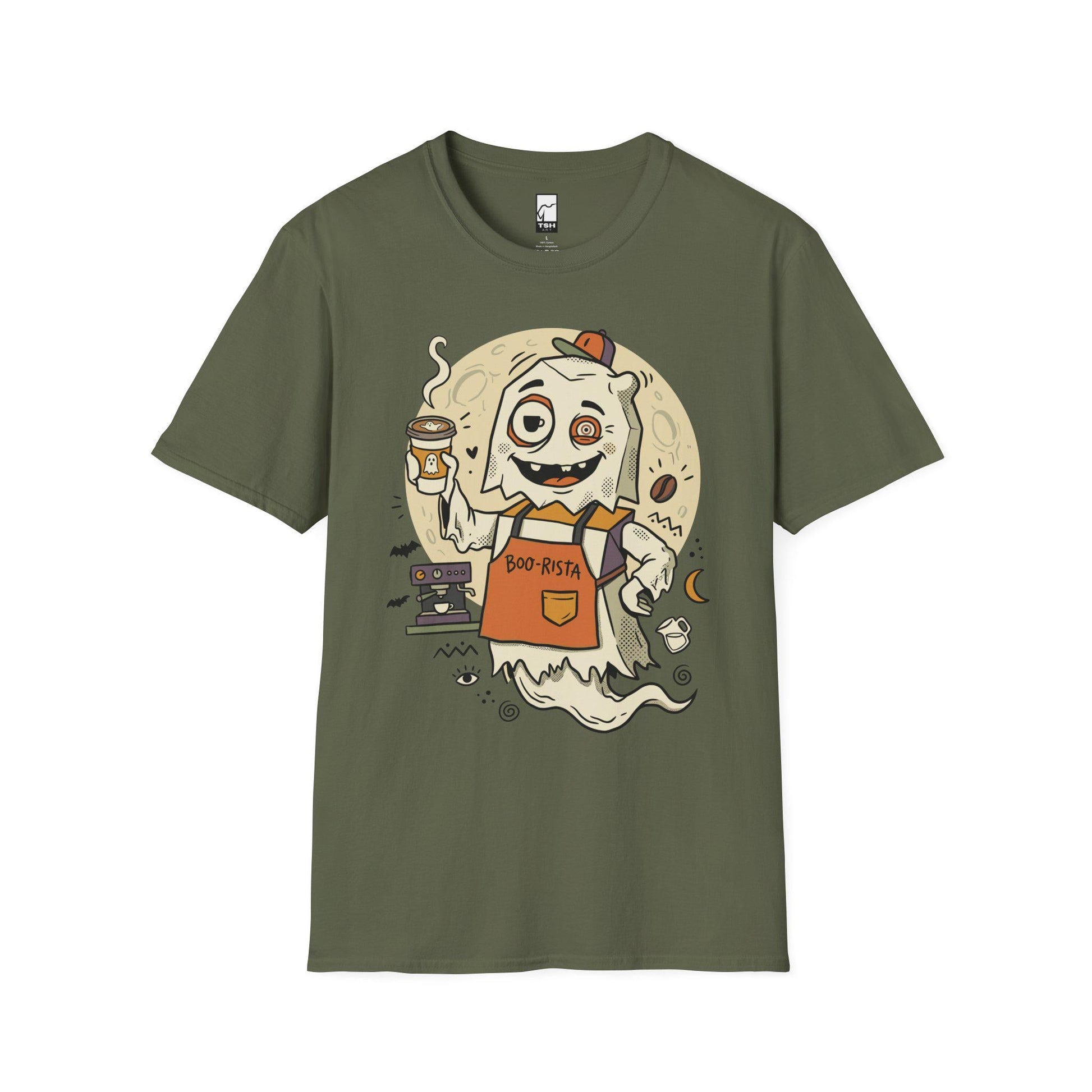Halloween Ghost Coffee Shirt | Funny Barista Graphic Tee | Boo Rista T Shirt | Spooky Season Coffee Tee | Vintage Spooky Tee | Unisex Gift