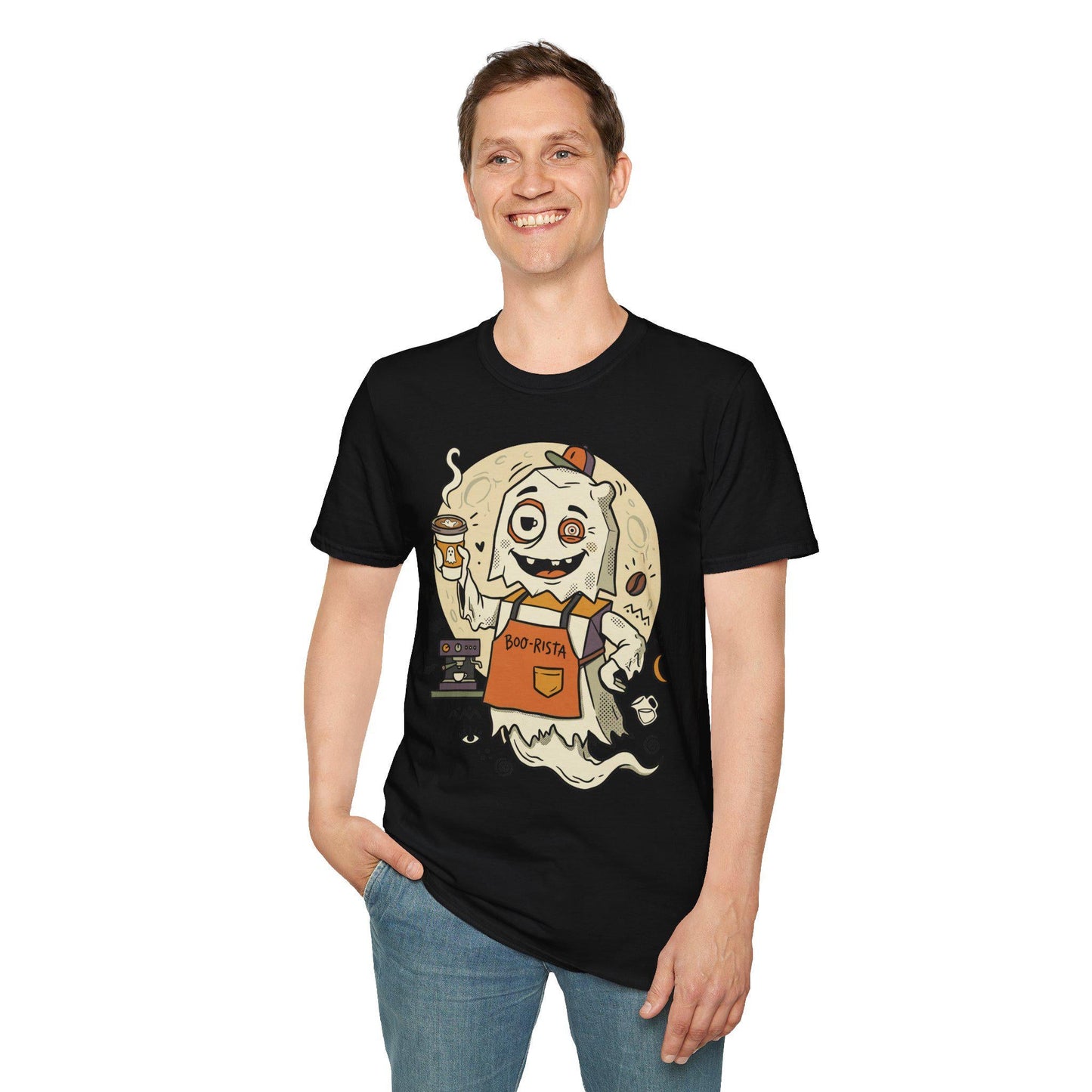 Halloween Ghost Coffee Shirt | Funny Barista Graphic Tee | Boo Rista T Shirt | Spooky Season Coffee Tee | Vintage Spooky Tee | Unisex Gift