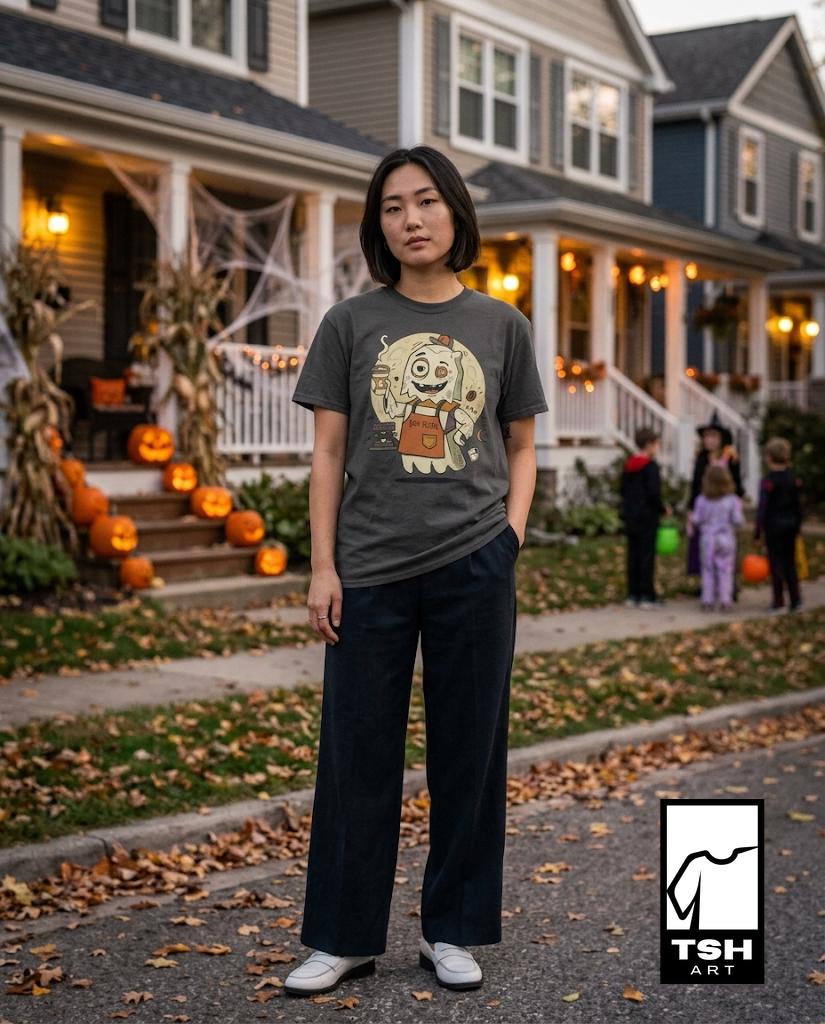 Halloween Ghost Coffee Shirt | Funny Barista Graphic Tee | Boo Rista T Shirt | Spooky Season Coffee Tee | Vintage Spooky Tee | Unisex Gift