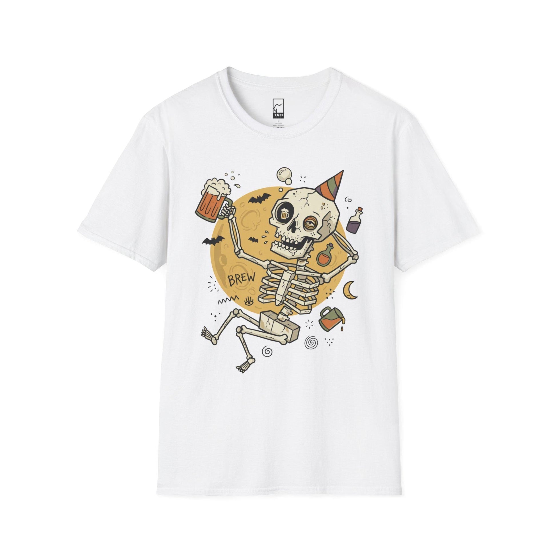 Funny Skeleton Shirt | Beer Drinking Tee | Halloween Party T Shirt | Spooky Humor Graphic Tee | Dancing Skeleton Tee | Unisex Gift