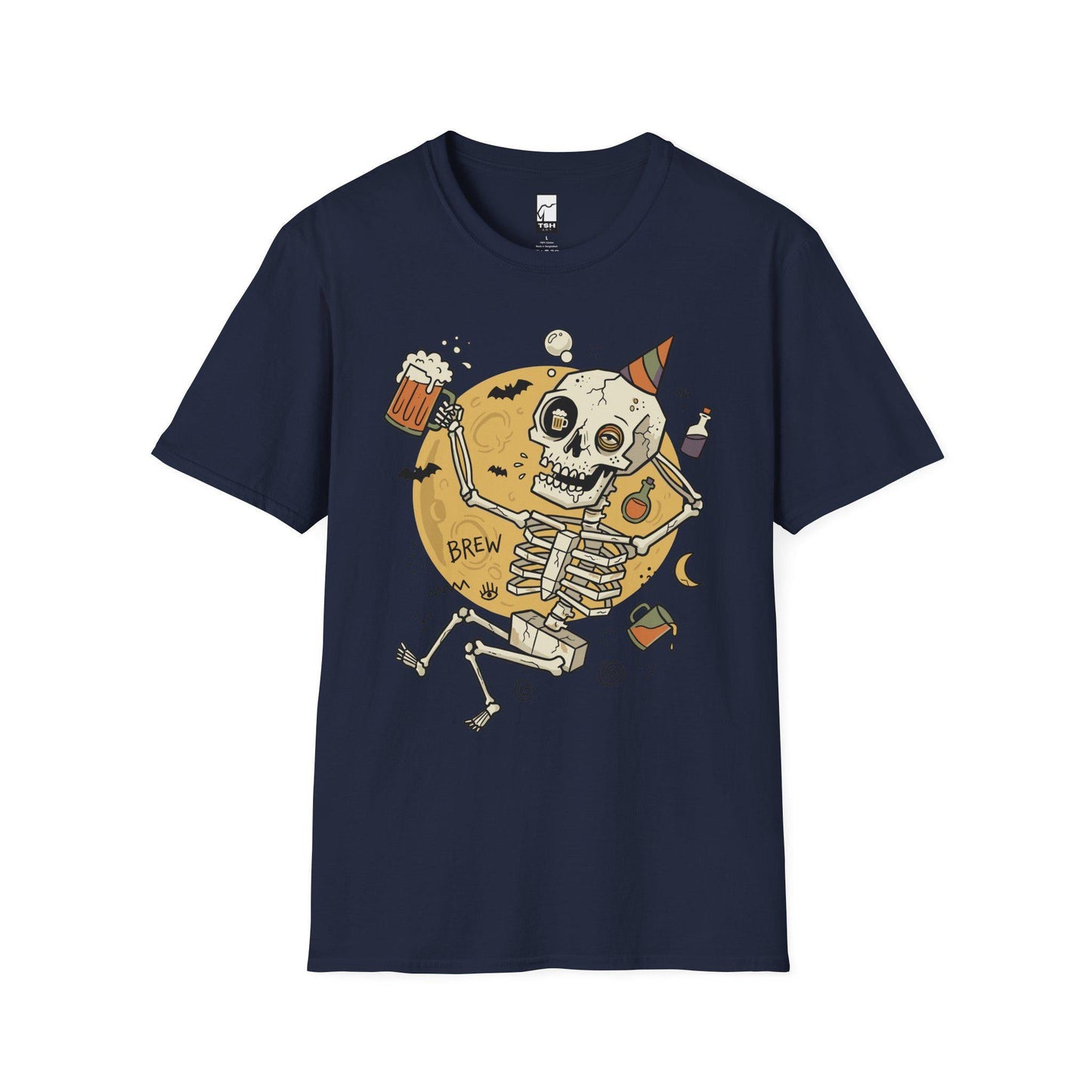 Funny Skeleton Shirt | Beer Drinking Tee | Halloween Party T Shirt | Spooky Humor Graphic Tee | Dancing Skeleton Tee | Unisex Gift