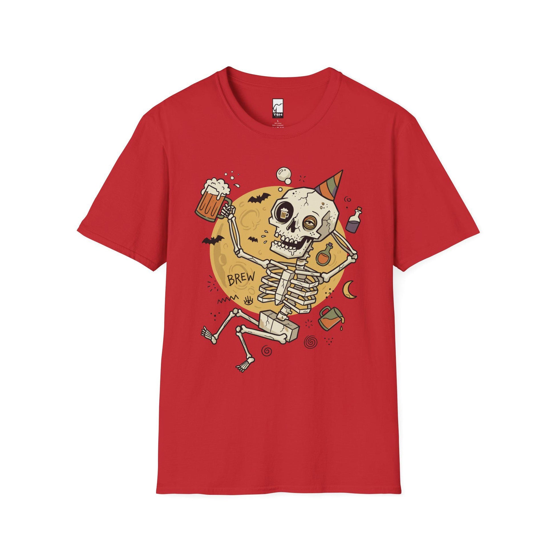 Funny Skeleton Shirt | Beer Drinking Tee | Halloween Party T Shirt | Spooky Humor Graphic Tee | Dancing Skeleton Tee | Unisex Gift