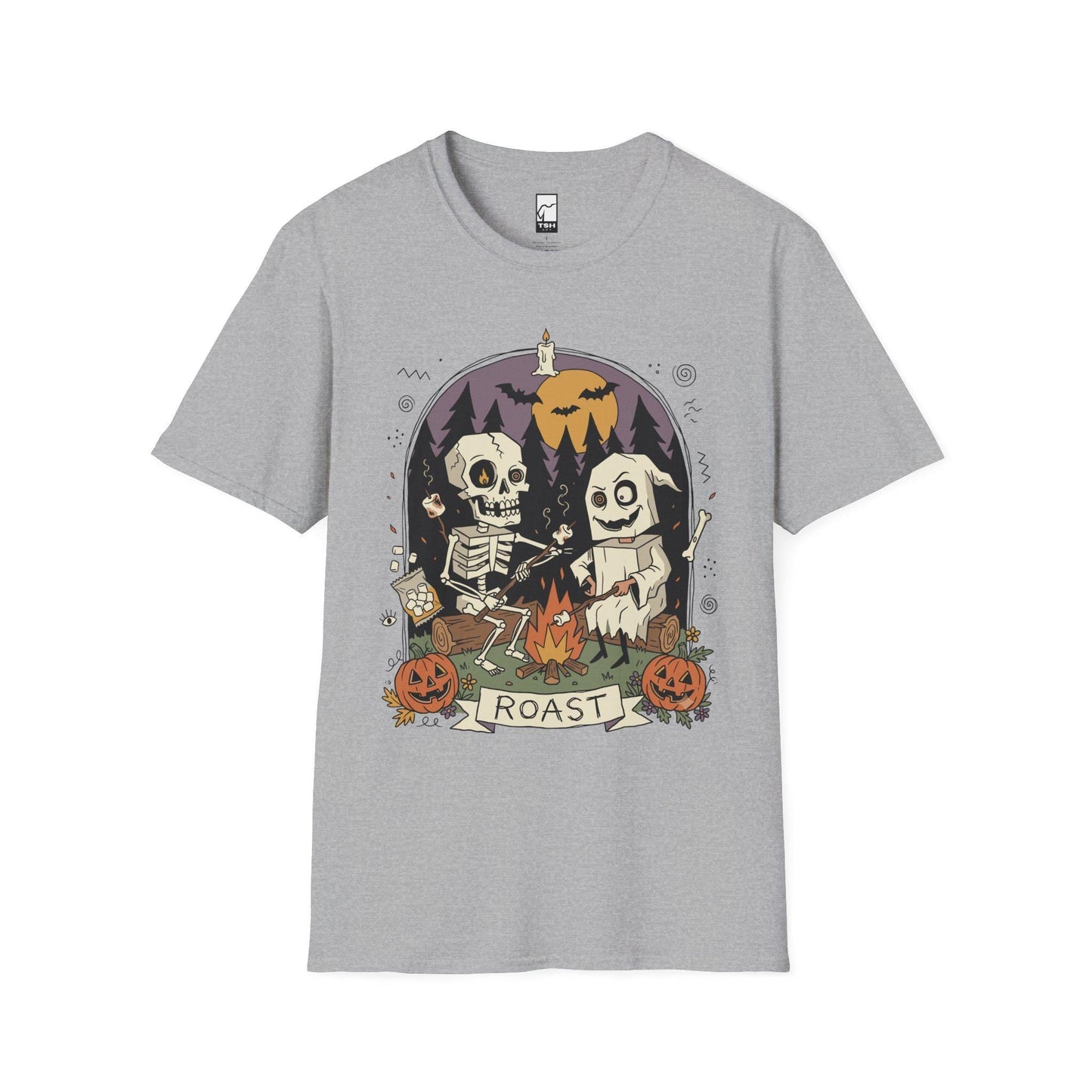 Skeleton Roast Halloween Shirt | Ghost Campfire Tee | Funny Marshmallow T Shirt | Spooky Smores Graphic Tee | Retro Fall Tee | Unisex Gift
