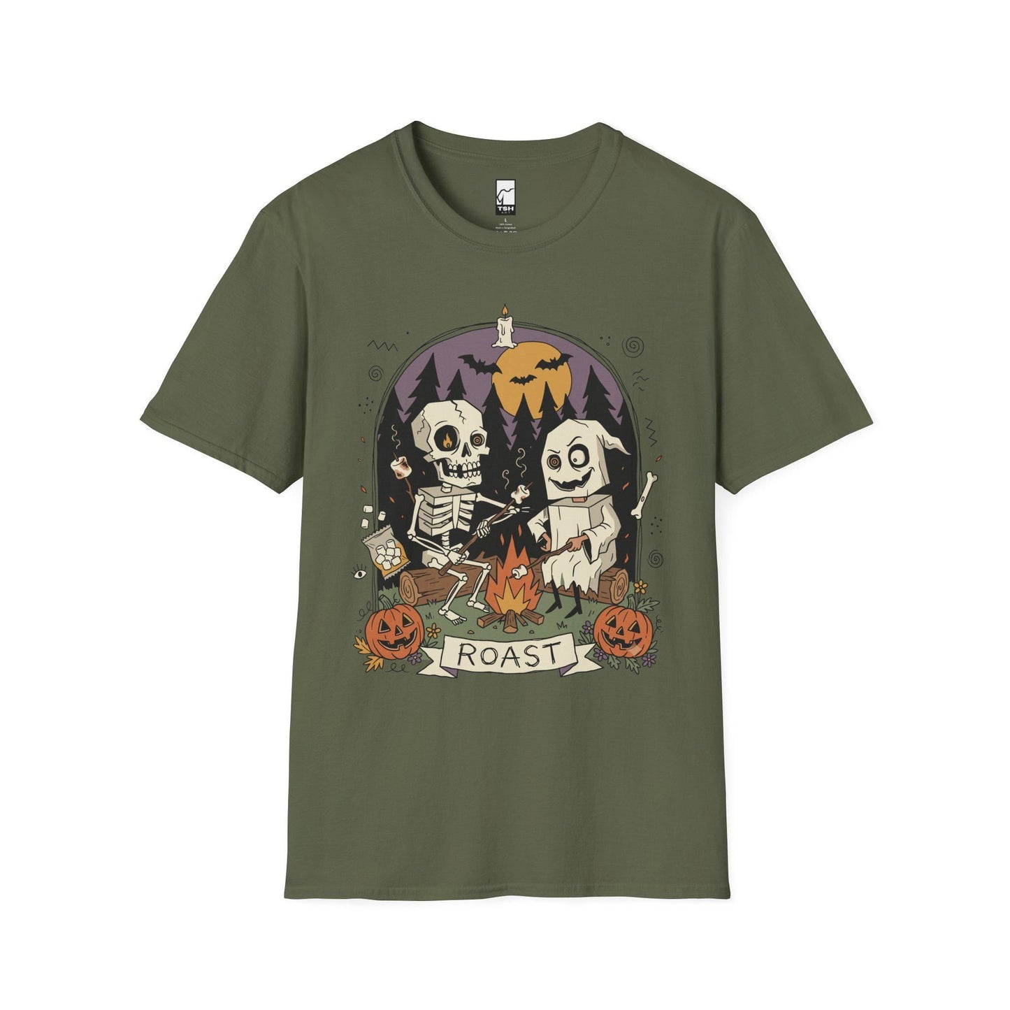 Skeleton Roast Halloween Shirt | Ghost Campfire Tee | Funny Marshmallow T Shirt | Spooky Smores Graphic Tee | Retro Fall Tee | Unisex Gift