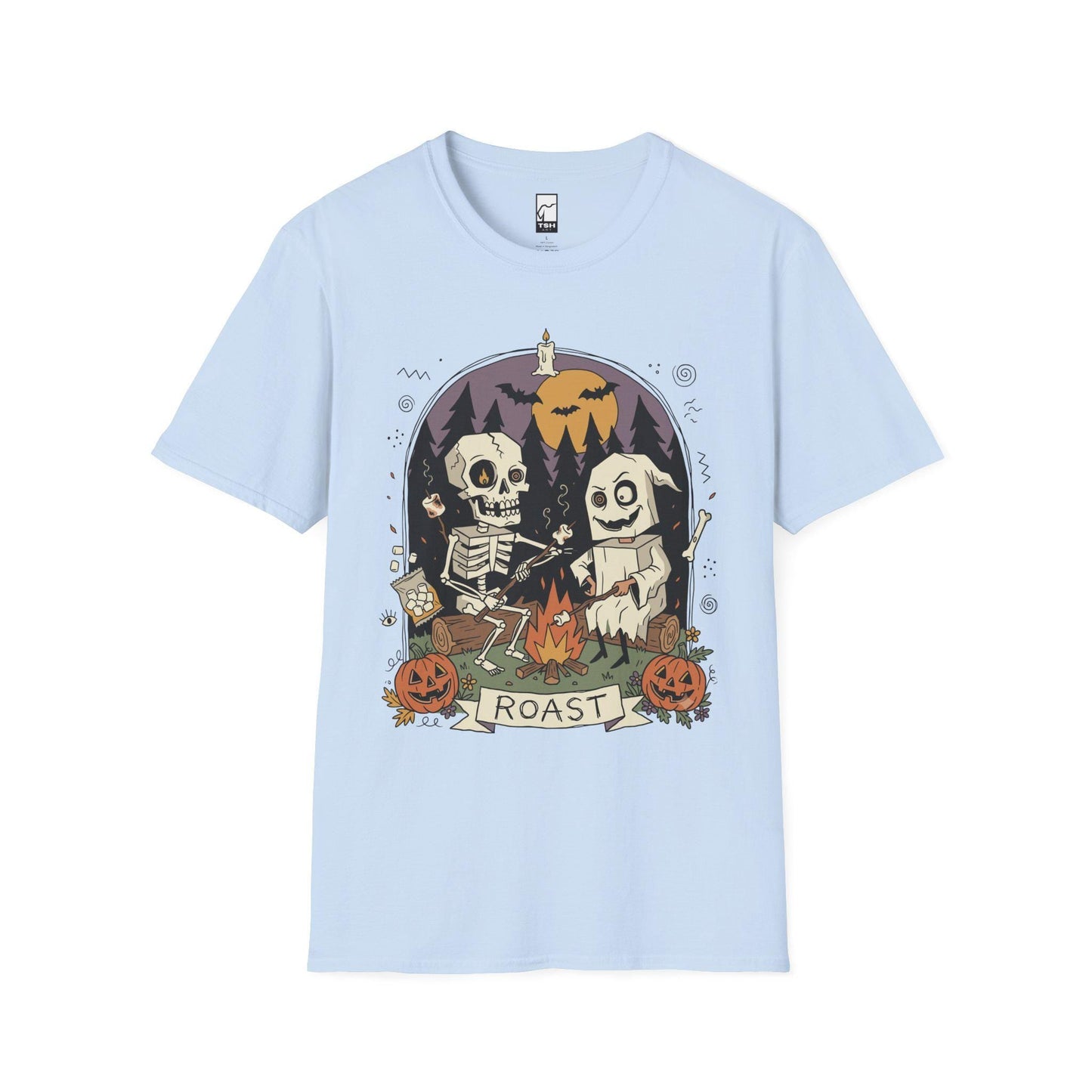 Skeleton Roast Halloween Shirt | Ghost Campfire Tee | Funny Marshmallow T Shirt | Spooky Smores Graphic Tee | Retro Fall Tee | Unisex Gift