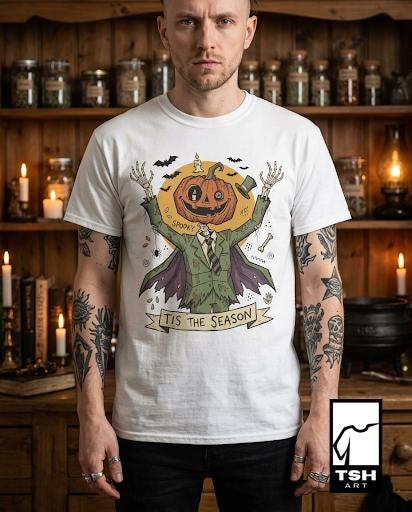 Jack O Lantern Scarecrow Shirt | Spooky Pumpkin Tee | Funny Halloween Graphic Tee | Tis The Season Shirt | Retro Fall Tee | Unisex Gift