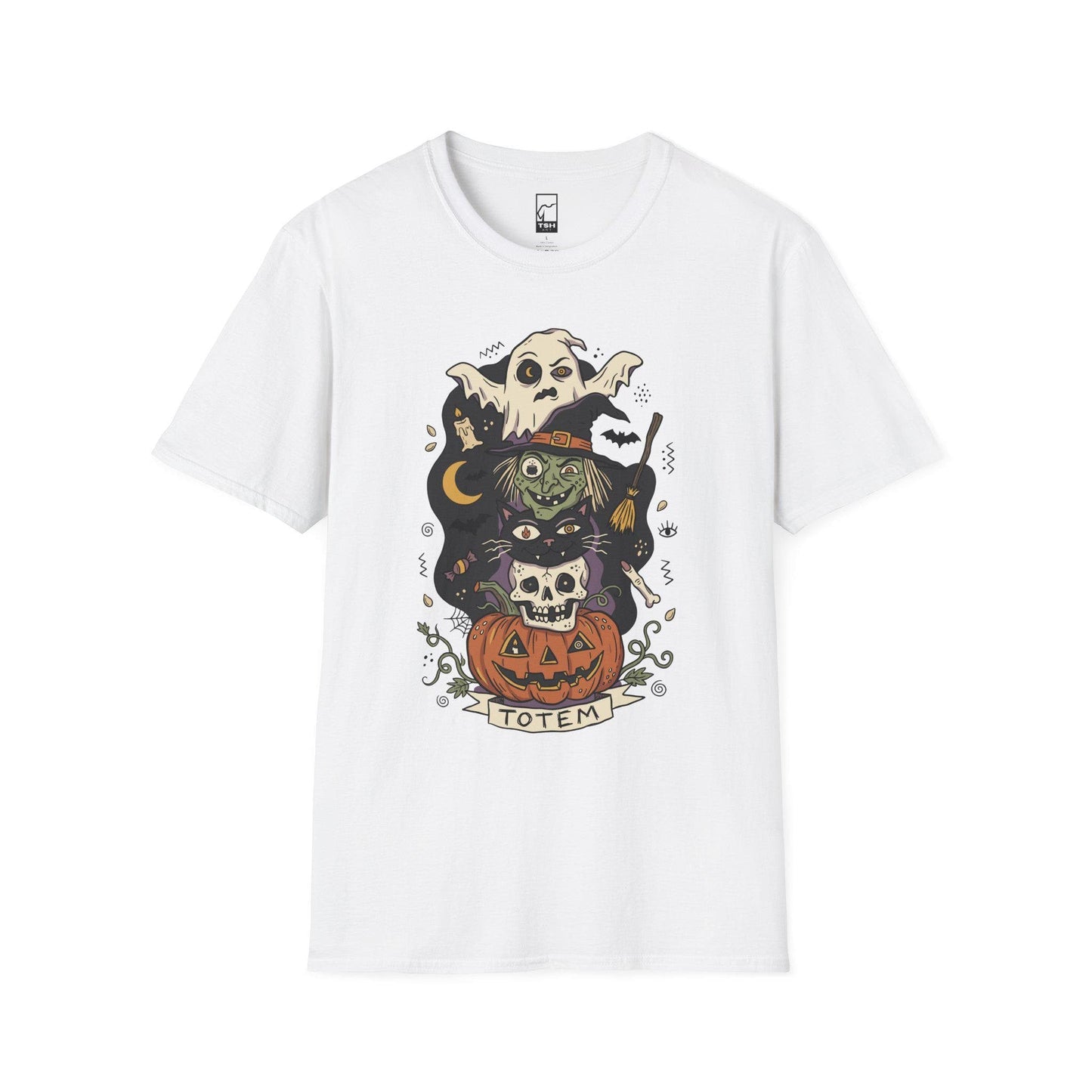 Halloween Witch Shirt | Black Cat Ghost Tee | Jack O Lantern Graphic Tee | Creepy Skull T Shirt | Retro Spooky Season Tee | Unisex Gift