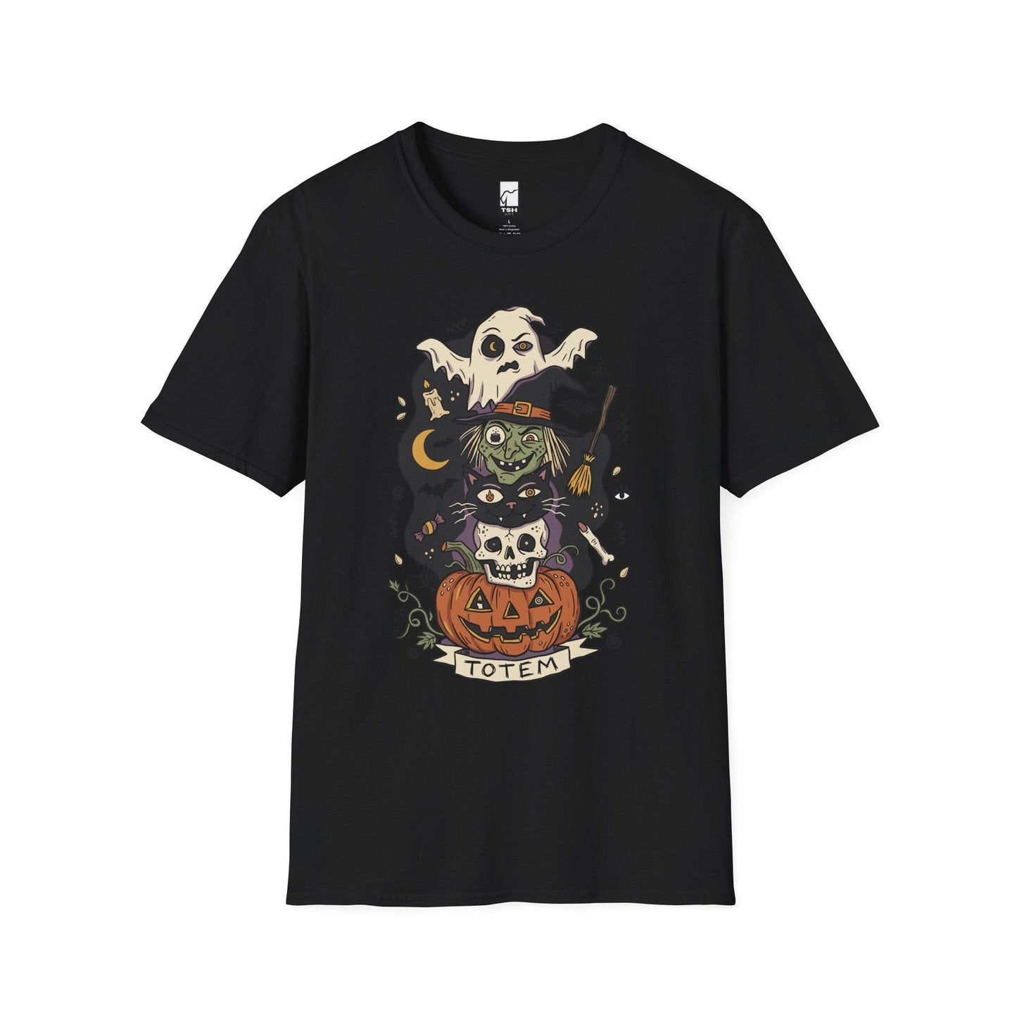 Halloween Witch Shirt | Black Cat Ghost Tee | Jack O Lantern Graphic Tee | Creepy Skull T Shirt | Retro Spooky Season Tee | Unisex Gift