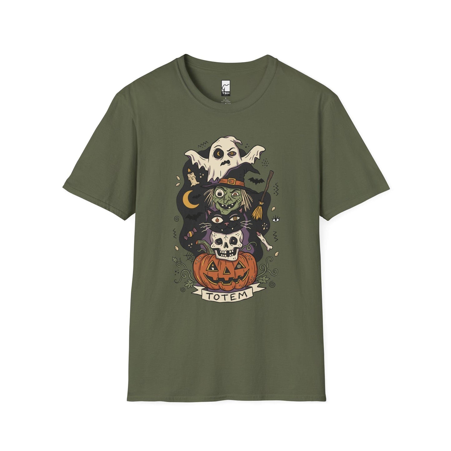 Halloween Witch Shirt | Black Cat Ghost Tee | Jack O Lantern Graphic Tee | Creepy Skull T Shirt | Retro Spooky Season Tee | Unisex Gift