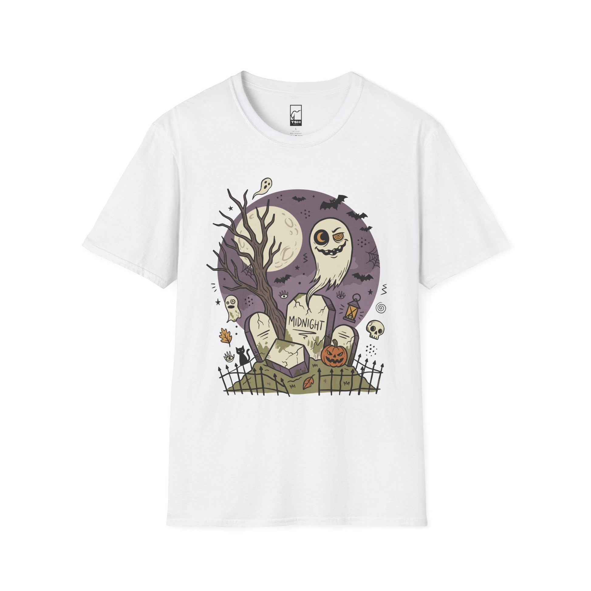 Spooky Graveyard T Shirt | Ghost Halloween Shirt | Full Moon Graphic Tee | Haunted Cemetery Shirt | Vintage Halloween Tee | Unisex Gift