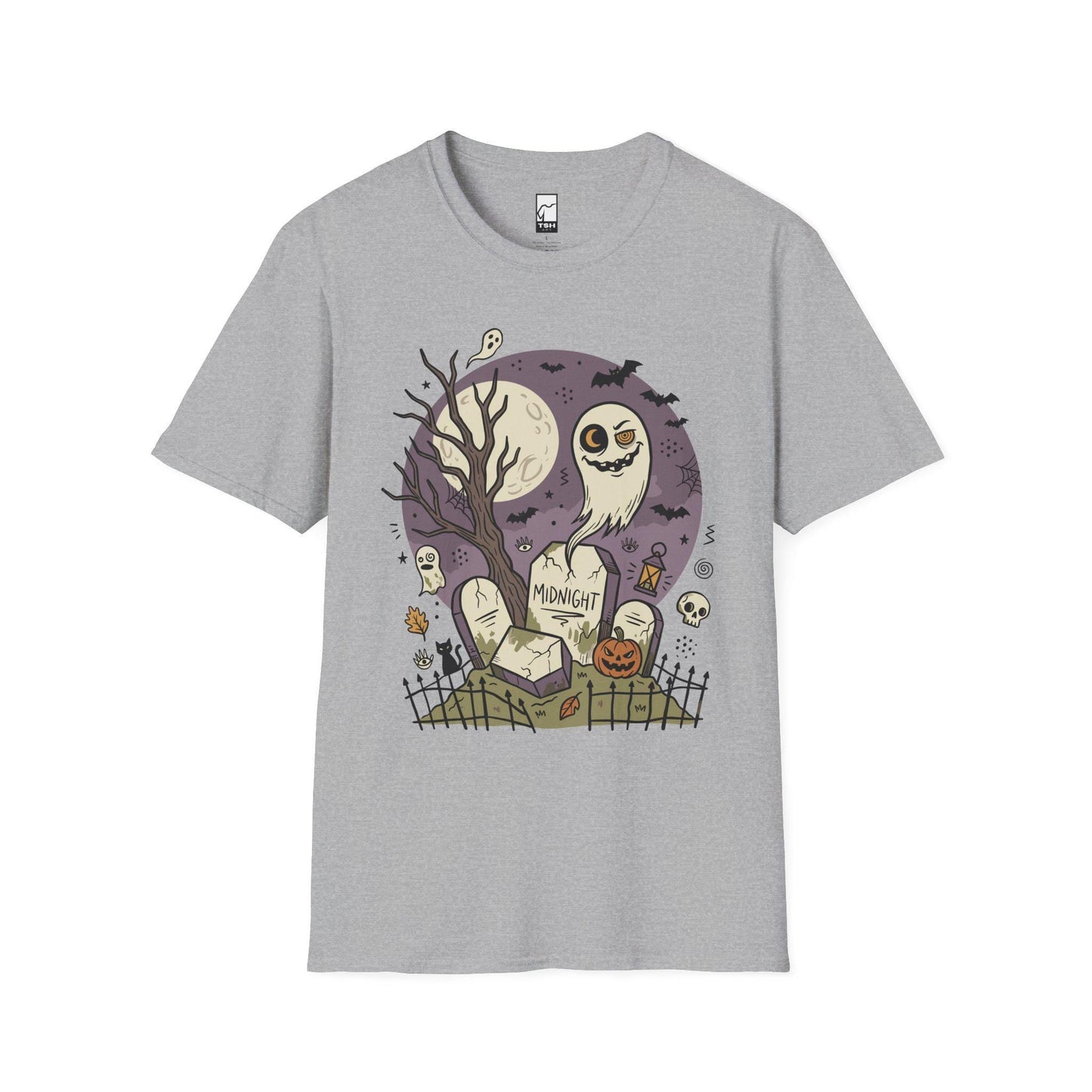 Spooky Graveyard T Shirt | Ghost Halloween Shirt | Full Moon Graphic Tee | Haunted Cemetery Shirt | Vintage Halloween Tee | Unisex Gift