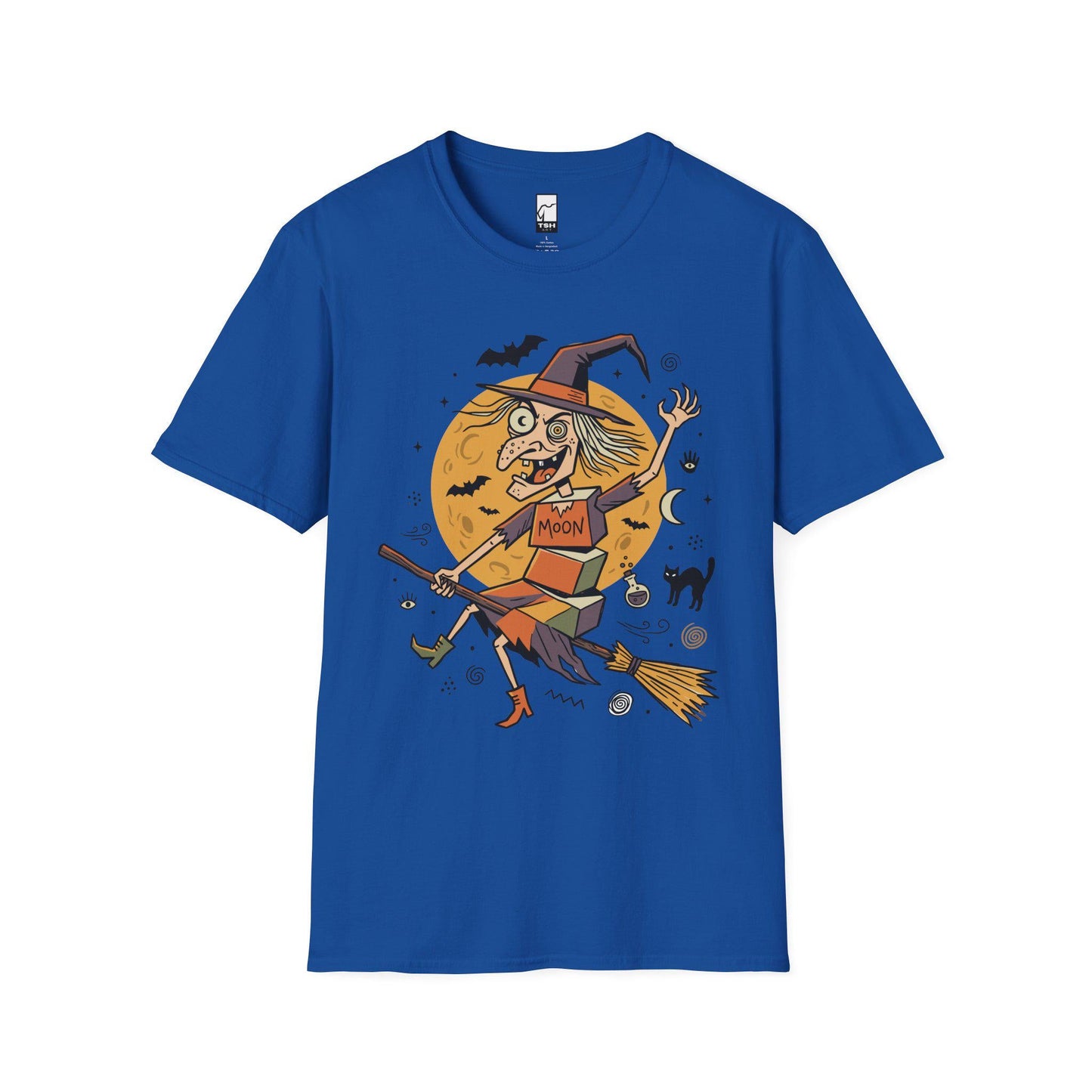 Funny Witch T-Shirt | Vintage Witch Shirt | Flying Broom Graphic Tee | Retro Halloween Shirt | Spooky Witch Gift | Unisex Halloween Tee