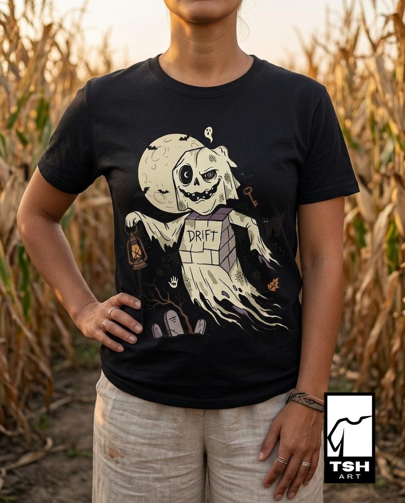 Funny Ghost T-Shirt | Vintage Halloween Shirt | Spooky Graveyard Graphic Tee | Retro Ghost Shirt | Cute Halloween Tee | Unisex Ghost Gift