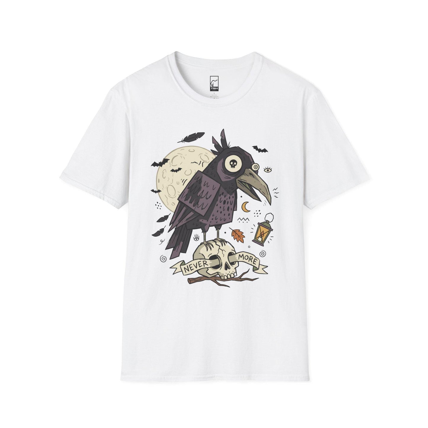 Halloween Raven Skull Shirt | Gothic Crow Graphic Tee | Full Moon T Shirt | Dark Academia Tattoo Tee | Vintage Horror Tee | Unisex Gift
