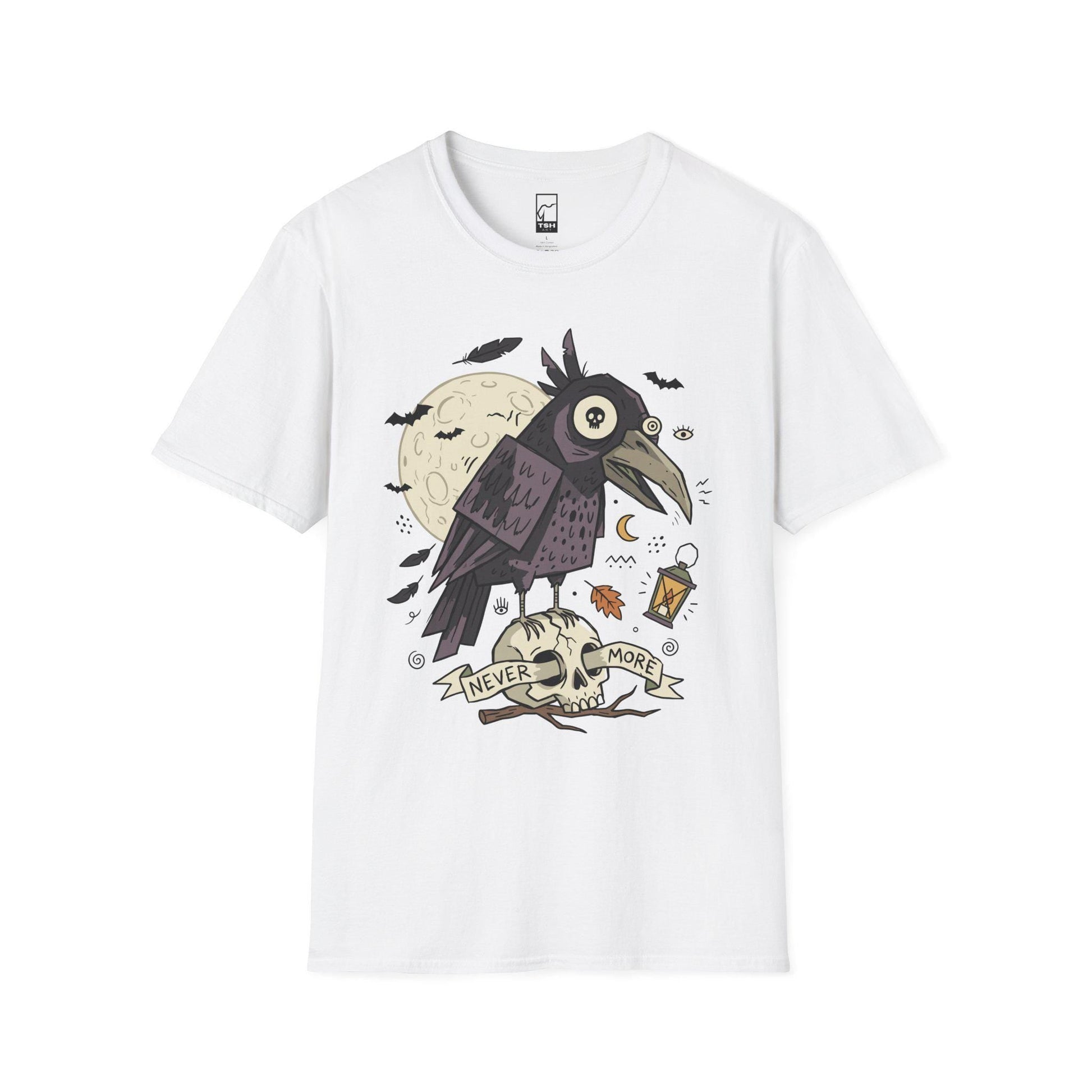 Halloween Raven Skull Shirt | Gothic Crow Graphic Tee | Full Moon T Shirt | Dark Academia Tattoo Tee | Vintage Horror Tee | Unisex Gift