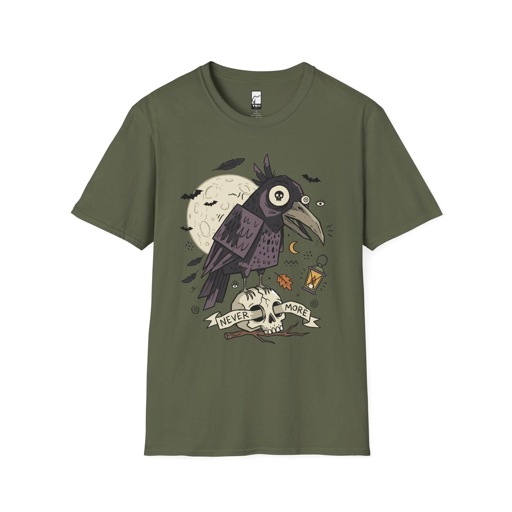 Halloween Raven Skull Shirt | Gothic Crow Graphic Tee | Full Moon T Shirt | Dark Academia Tattoo Tee | Vintage Horror Tee | Unisex Gift