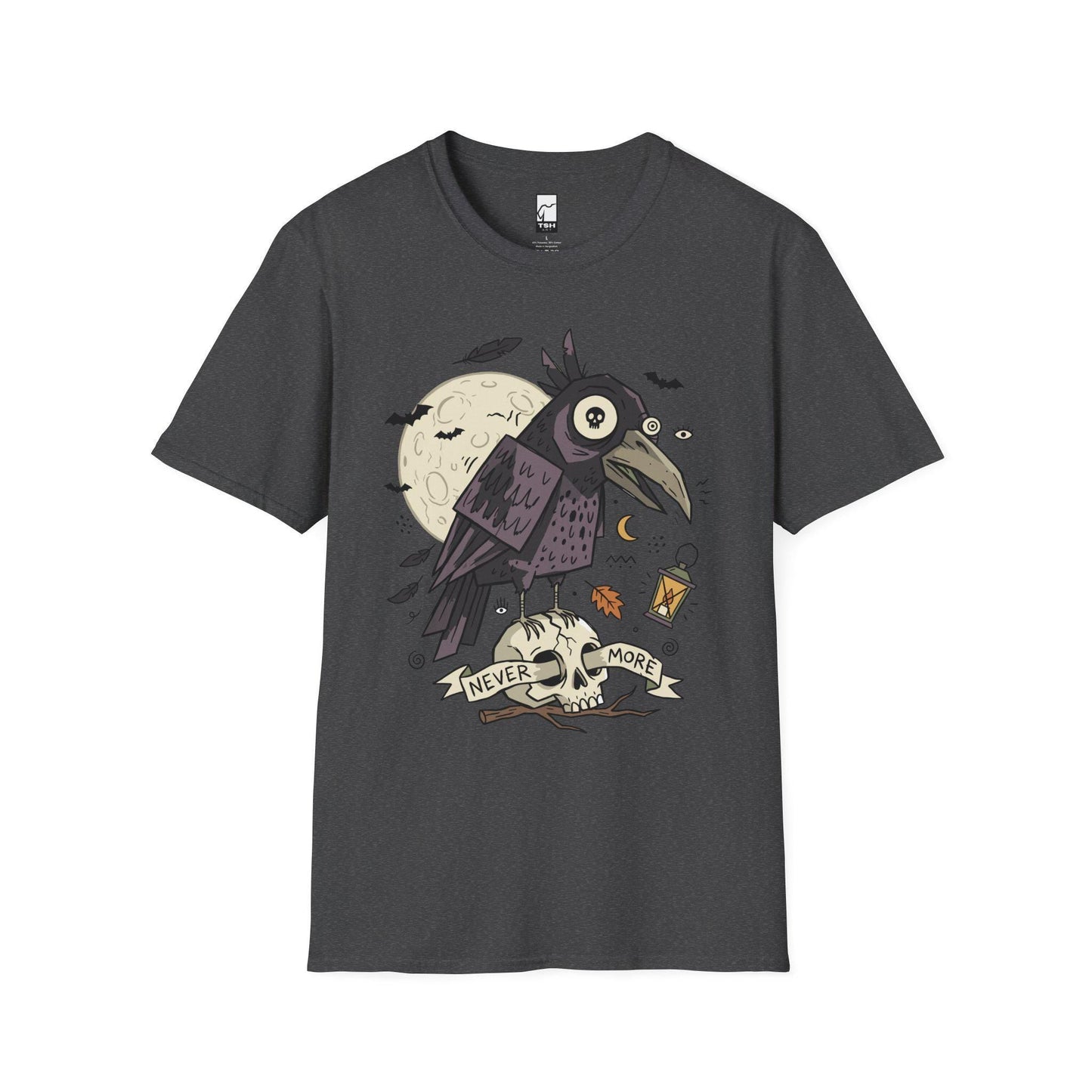 Halloween Raven Skull Shirt | Gothic Crow Graphic Tee | Full Moon T Shirt | Dark Academia Tattoo Tee | Vintage Horror Tee | Unisex Gift