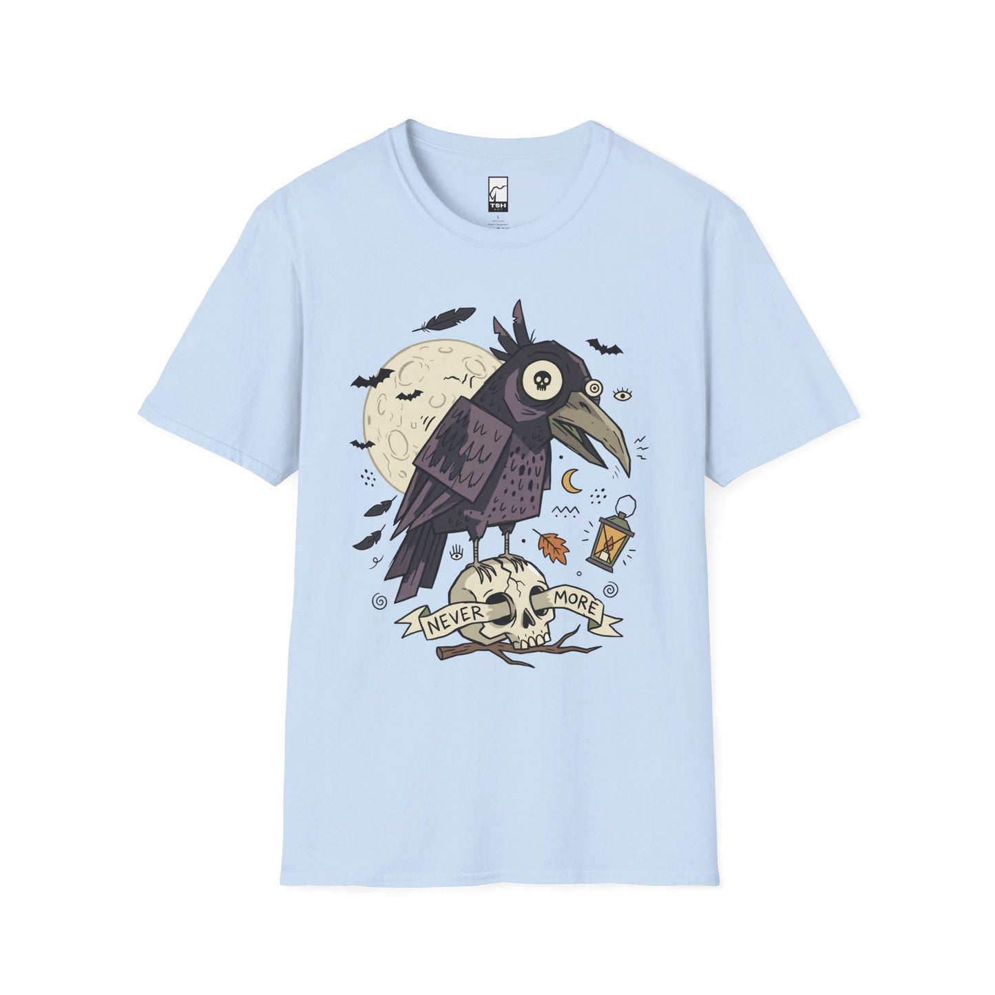 Halloween Raven Skull Shirt | Gothic Crow Graphic Tee | Full Moon T Shirt | Dark Academia Tattoo Tee | Vintage Horror Tee | Unisex Gift