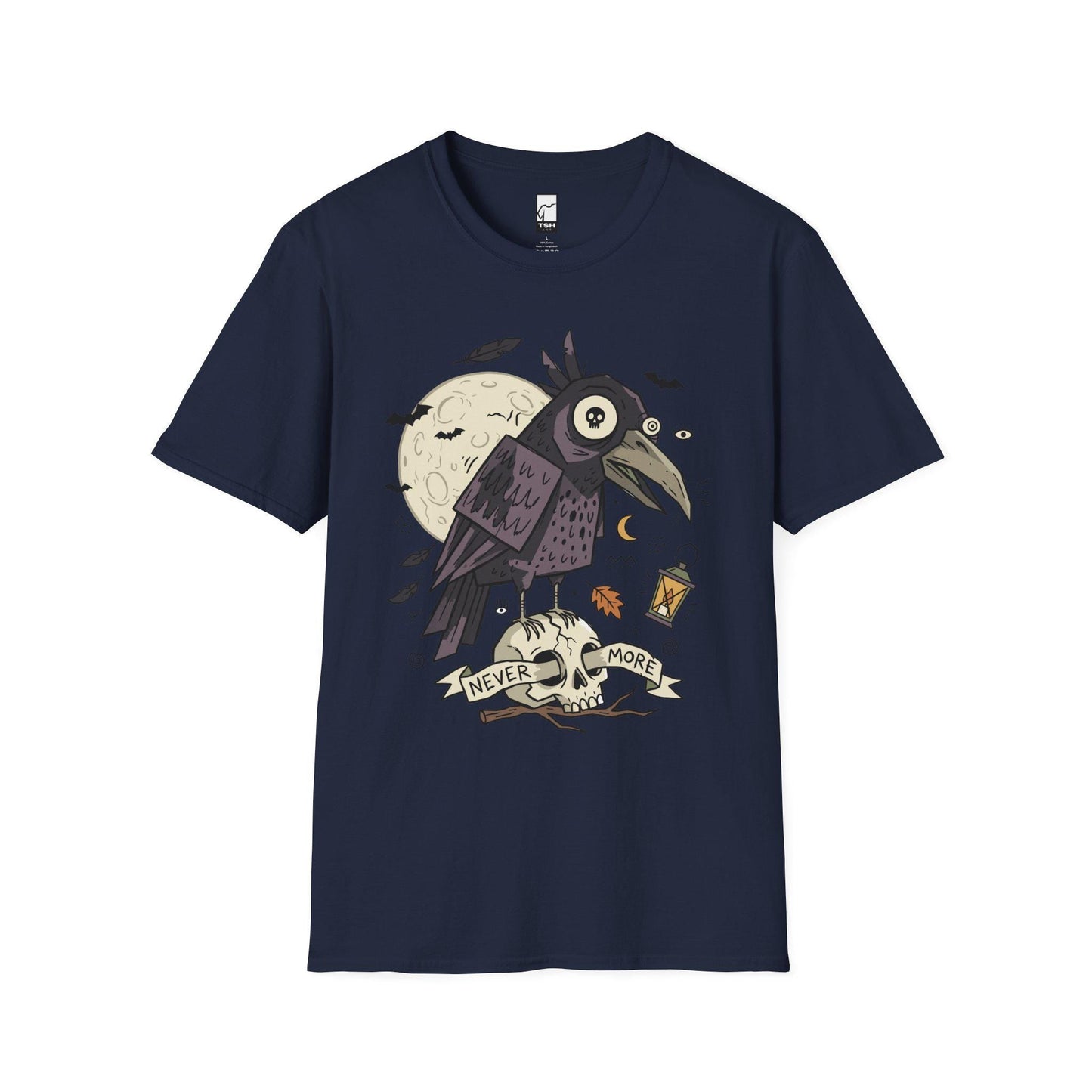 Halloween Raven Skull Shirt | Gothic Crow Graphic Tee | Full Moon T Shirt | Dark Academia Tattoo Tee | Vintage Horror Tee | Unisex Gift
