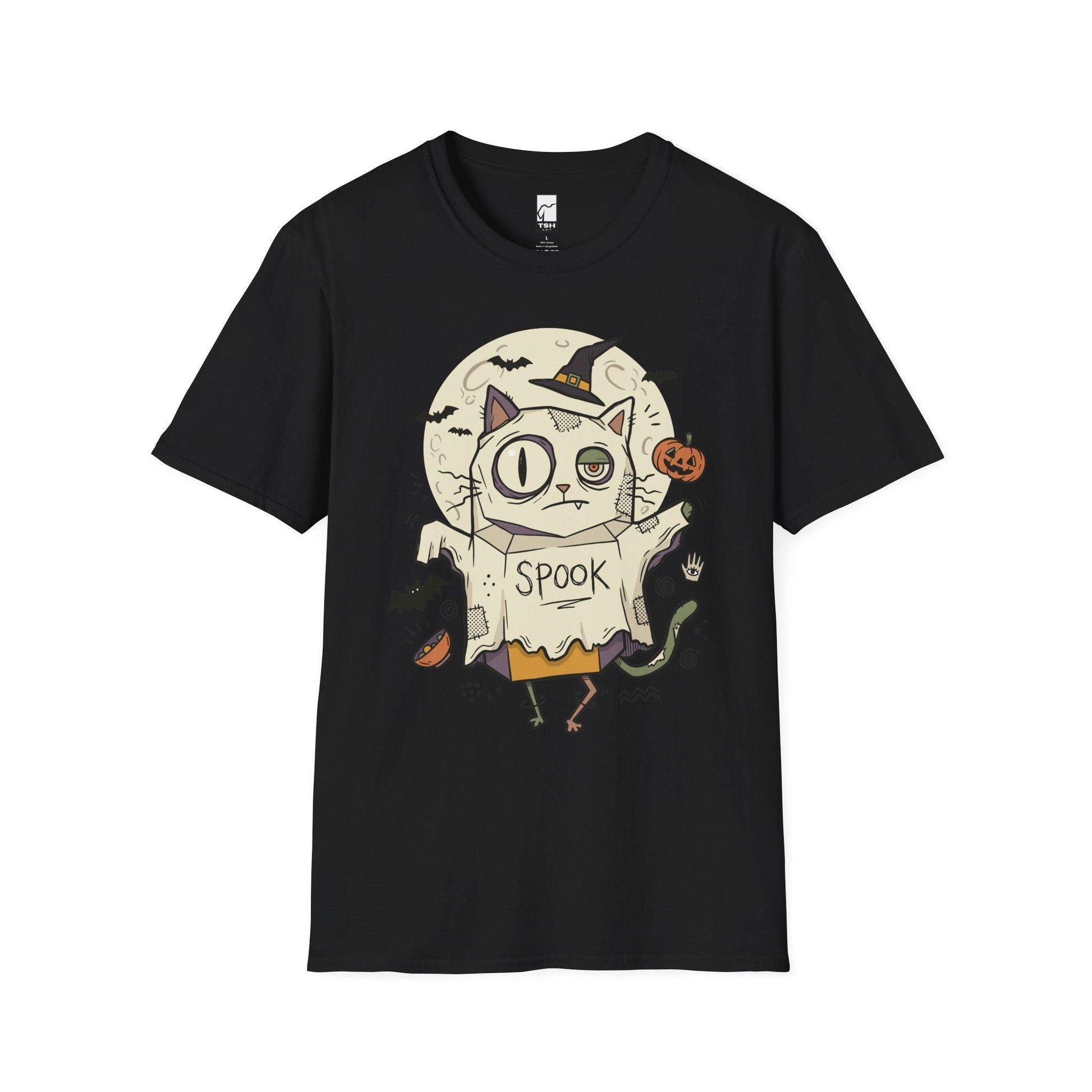 Halloween Cat Ghost Shirt | Funny Witch Cat Tee | Spooky Season Graphic T Shirt | Trick or Treat Costume Top | Cat Mom Gift | Unisex Gift