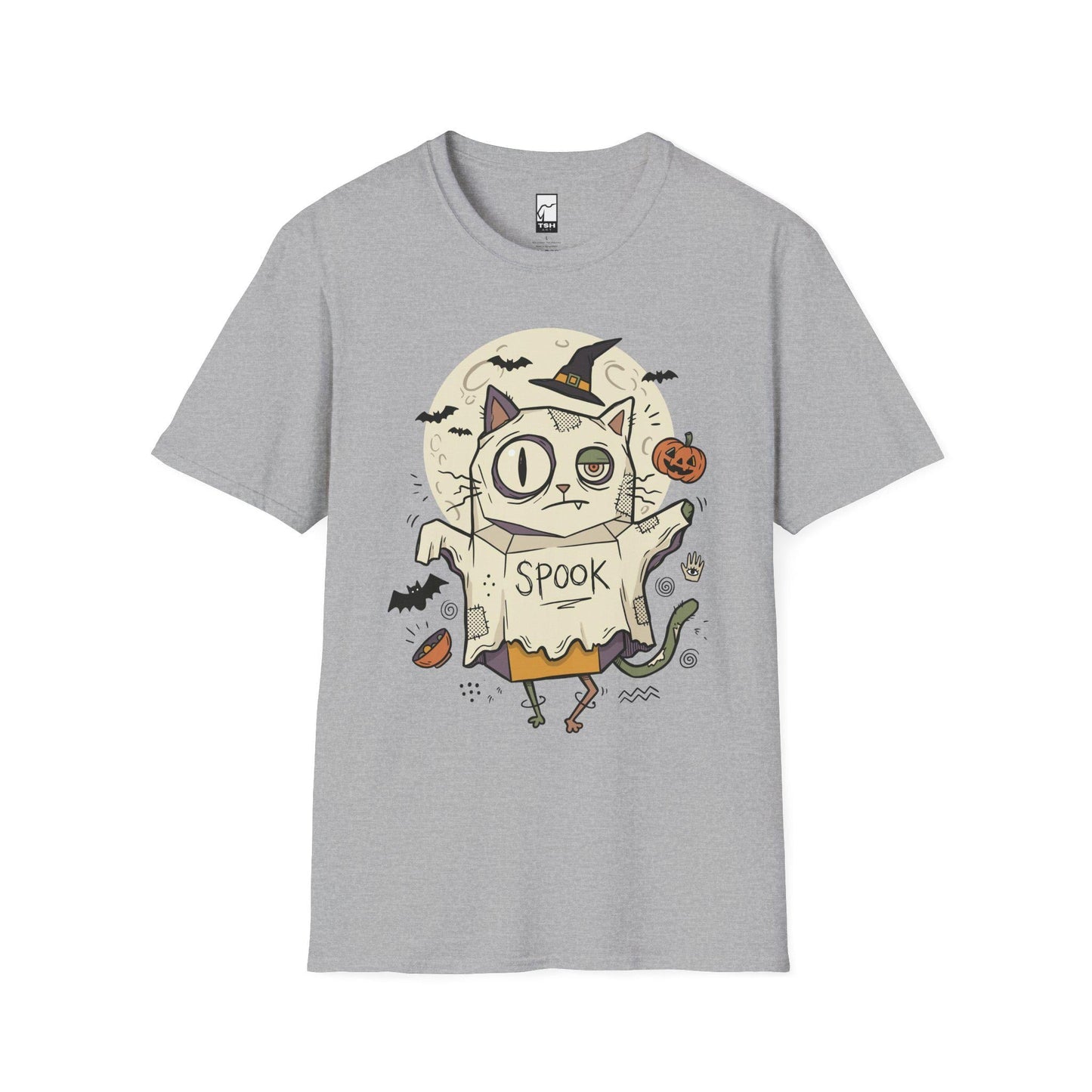 Halloween Cat Ghost Shirt | Funny Witch Cat Tee | Spooky Season Graphic T Shirt | Trick or Treat Costume Top | Cat Mom Gift | Unisex Gift