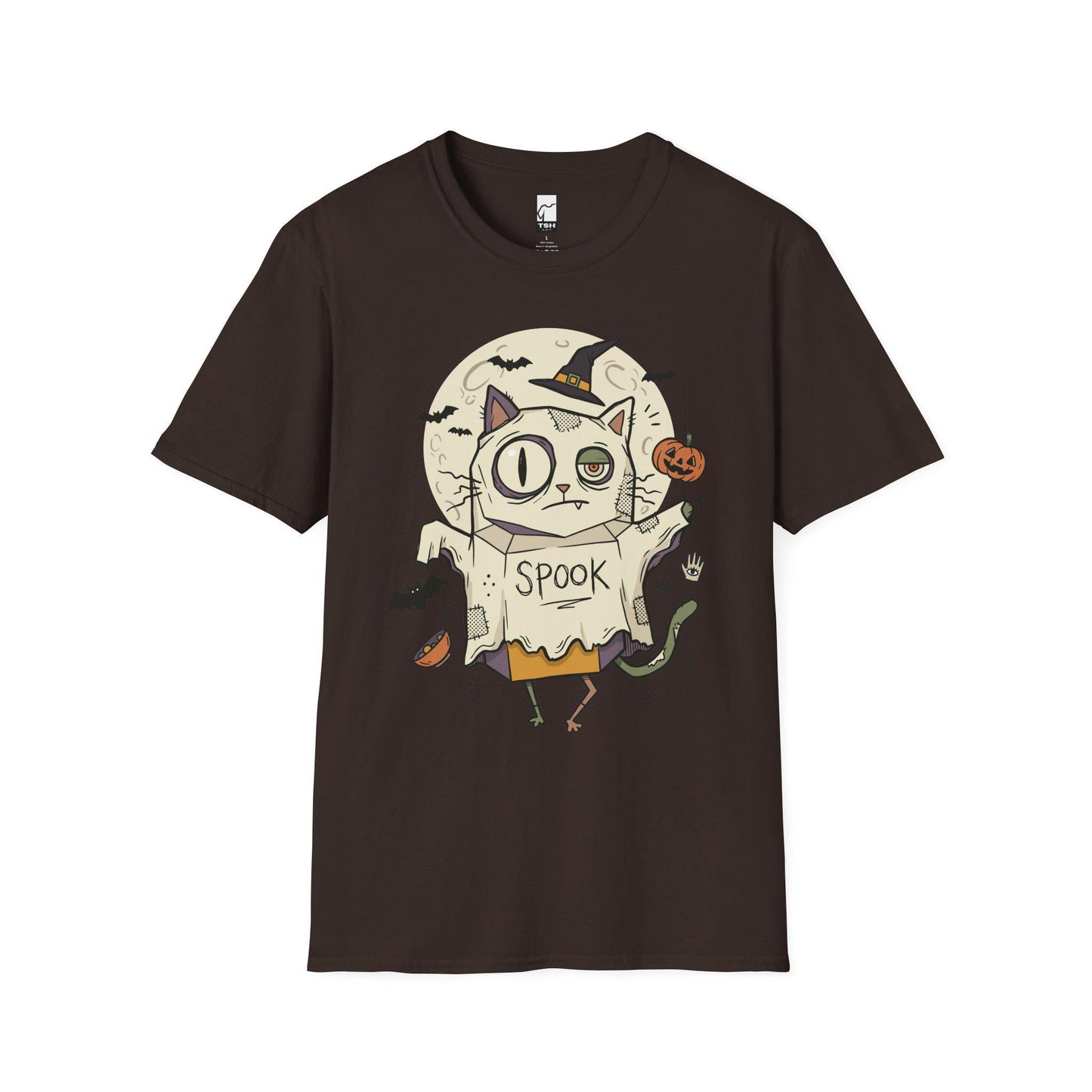 Halloween Cat Ghost Shirt | Funny Witch Cat Tee | Spooky Season Graphic T Shirt | Trick or Treat Costume Top | Cat Mom Gift | Unisex Gift