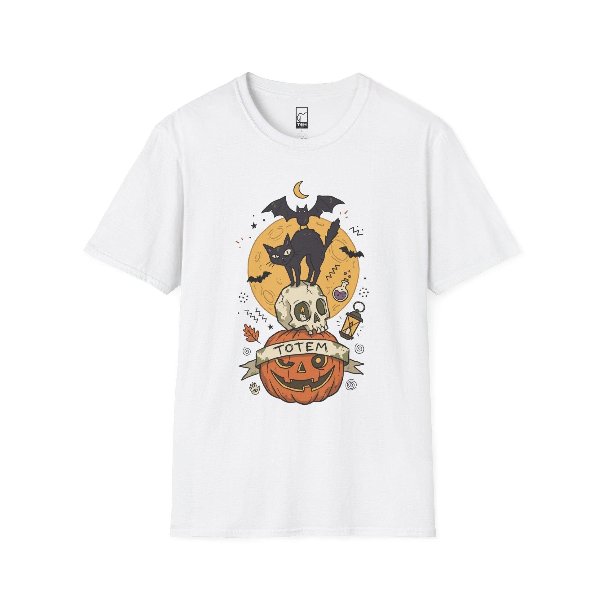 Halloween Black Cat Shirt | Skull Pumpkin Graphic Tee | Gothic Tattoo Flash T Shirt | Cat Lover Tee | Vintage Horror Tee | Unisex Gift
