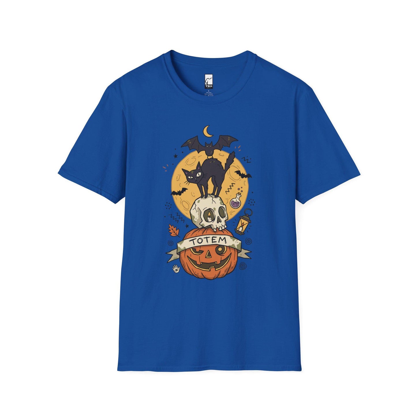 Halloween Black Cat Shirt | Skull Pumpkin Graphic Tee | Gothic Tattoo Flash T Shirt | Cat Lover Tee | Vintage Horror Tee | Unisex Gift