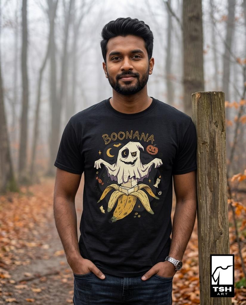 Funny Ghost Banana Shirt | Boonana Halloween T Shirt | Cute Spooky Pun Tee | Pumpkin Moon Graphic Tee | Vintage Halloween Tee | Unisex Gift