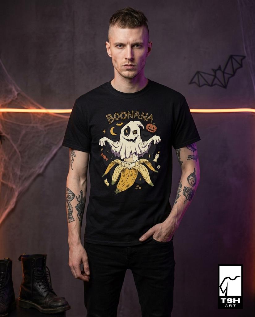 Funny Ghost Banana Shirt | Boonana Halloween T Shirt | Cute Spooky Pun Tee | Pumpkin Moon Graphic Tee | Vintage Halloween Tee | Unisex Gift