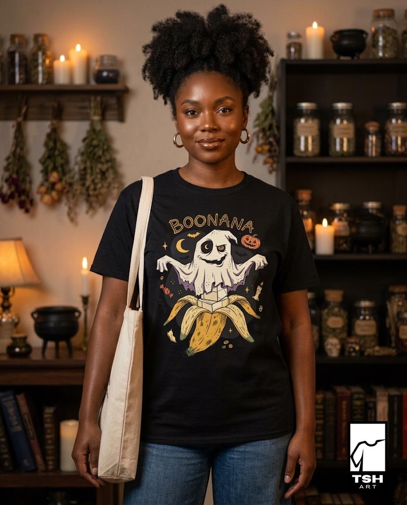 Funny Ghost Banana Shirt | Boonana Halloween T Shirt | Cute Spooky Pun Tee | Pumpkin Moon Graphic Tee | Vintage Halloween Tee | Unisex Gift