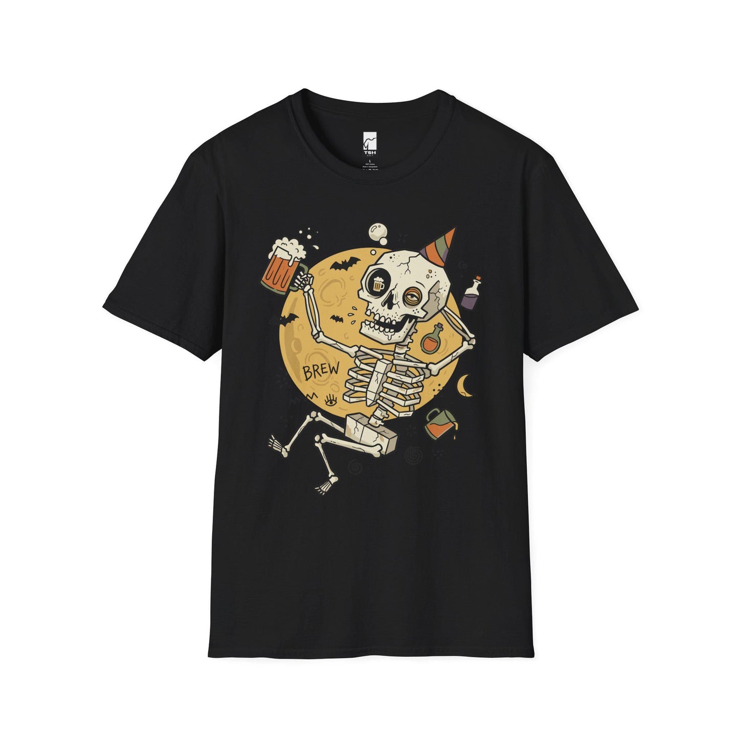 Funny Skeleton Shirt | Beer Drinking Tee | Halloween Party T Shirt | Spooky Humor Graphic Tee | Dancing Skeleton Tee | Unisex Gift