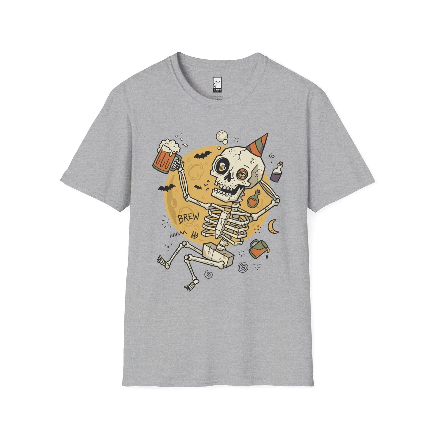 Funny Skeleton Shirt | Beer Drinking Tee | Halloween Party T Shirt | Spooky Humor Graphic Tee | Dancing Skeleton Tee | Unisex Gift