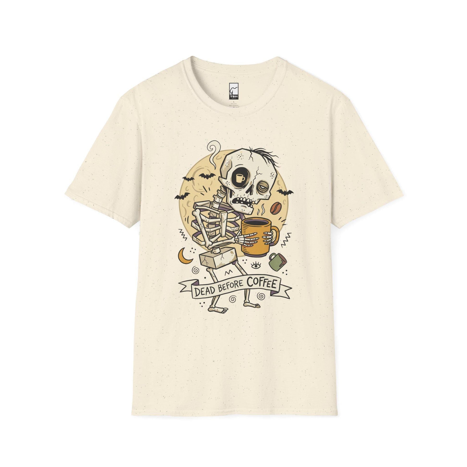 Dead Before Coffee Shirt | Skeleton Coffee T Shirt | Funny Coffee Lover Tee | Caffeine Skull Graphic Tee | Retro Coffee Tee | Unisex Gift