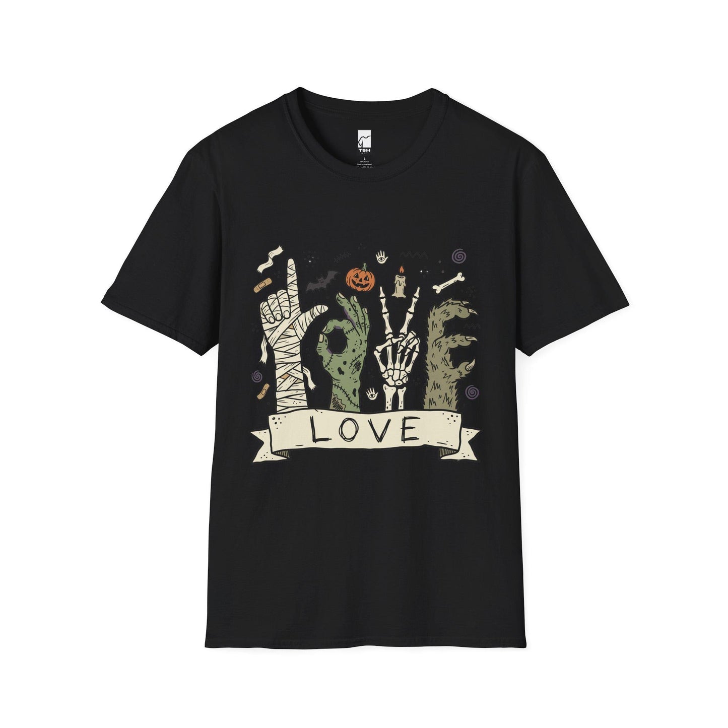 Halloween Love Shirt | Monster Hands T Shirt | Spooky Skeleton Hand Tee | Zombie Mummy Graphic Tee | Cute Creepy Fall Tee | Unisex Gift