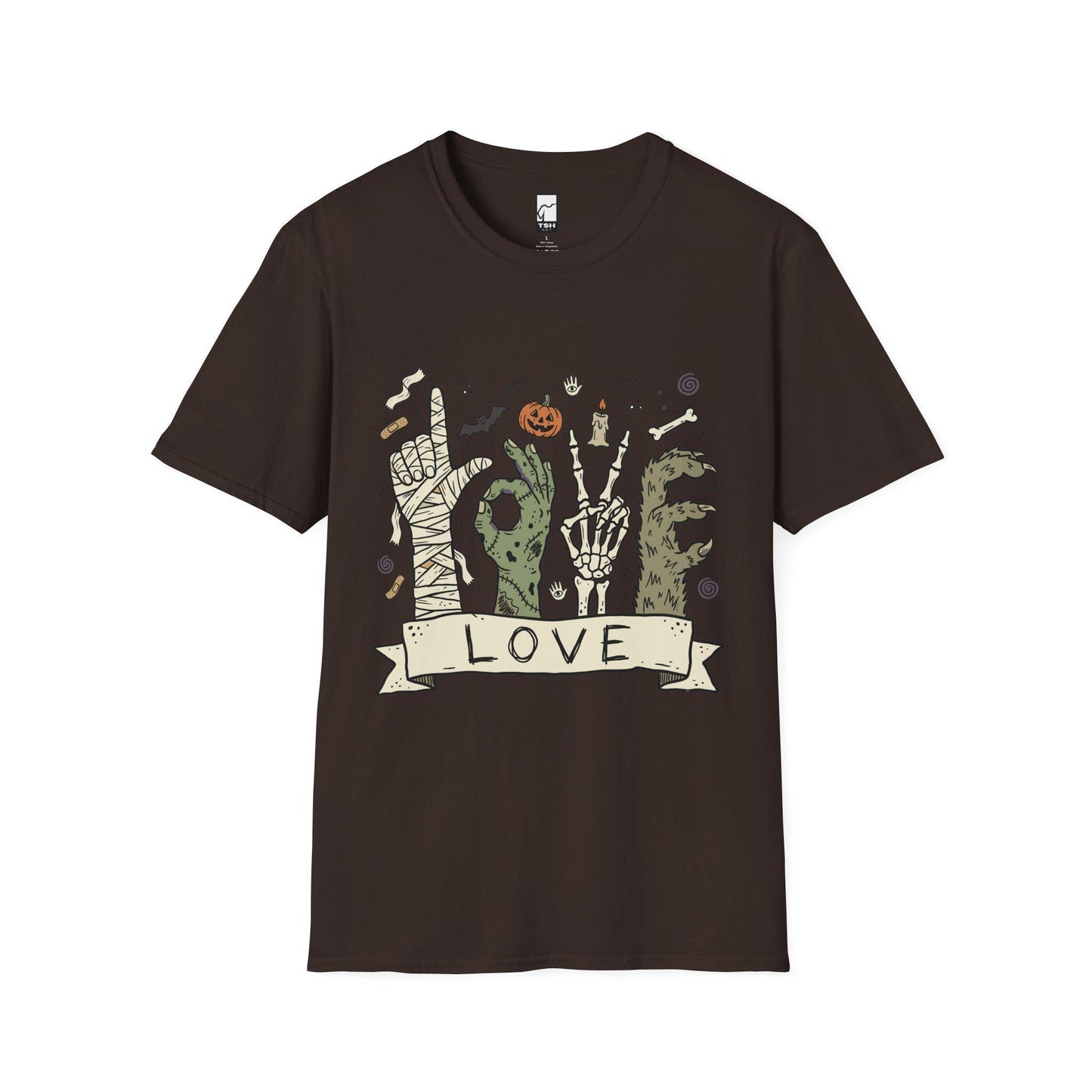 Halloween Love Shirt | Monster Hands T Shirt | Spooky Skeleton Hand Tee | Zombie Mummy Graphic Tee | Cute Creepy Fall Tee | Unisex Gift