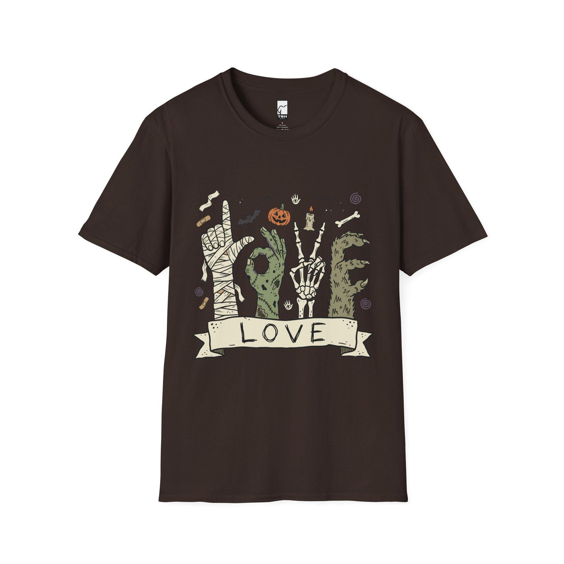 Halloween Love Shirt | Monster Hands T Shirt | Spooky Skeleton Hand Tee | Zombie Mummy Graphic Tee | Cute Creepy Fall Tee | Unisex Gift