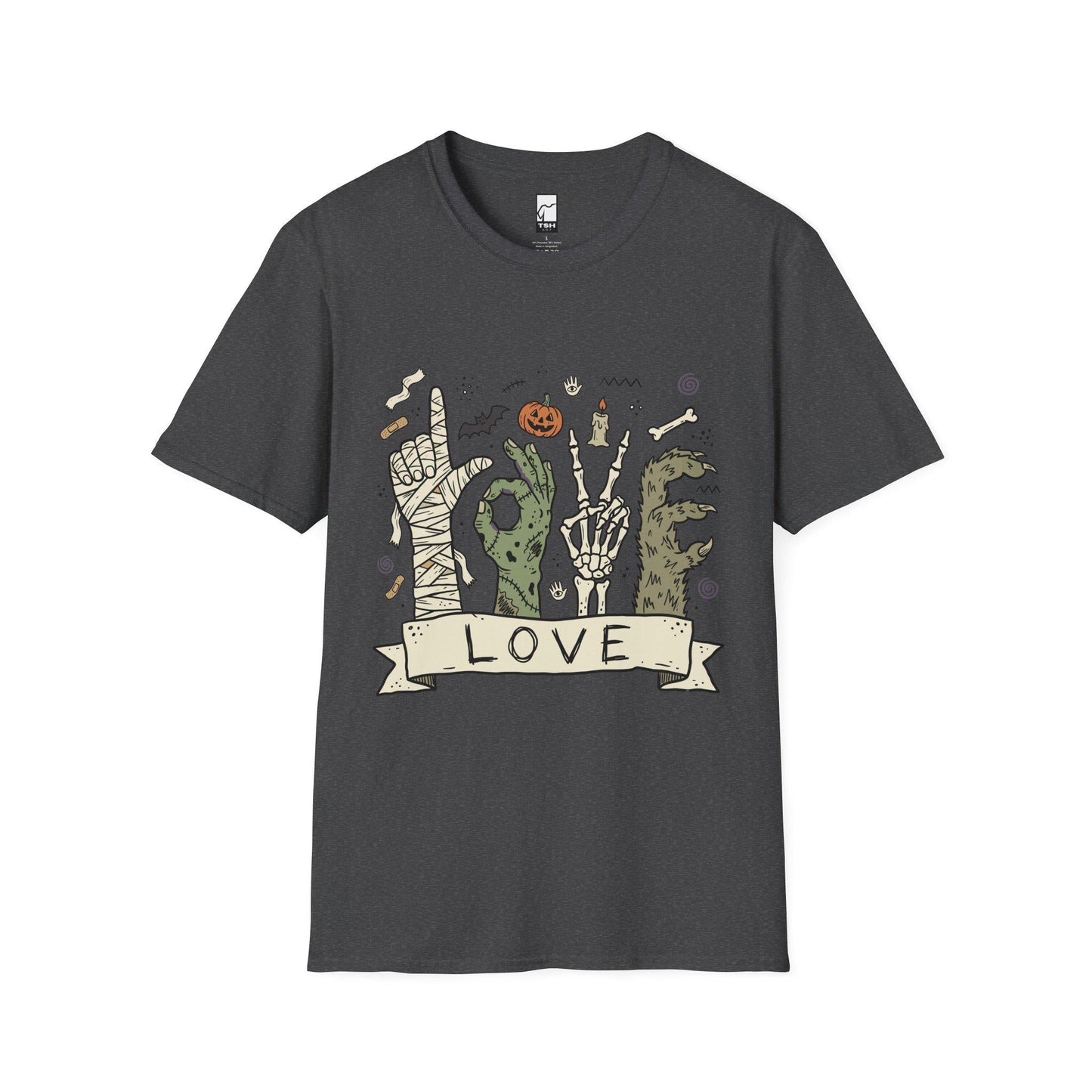 Halloween Love Shirt | Monster Hands T Shirt | Spooky Skeleton Hand Tee | Zombie Mummy Graphic Tee | Cute Creepy Fall Tee | Unisex Gift