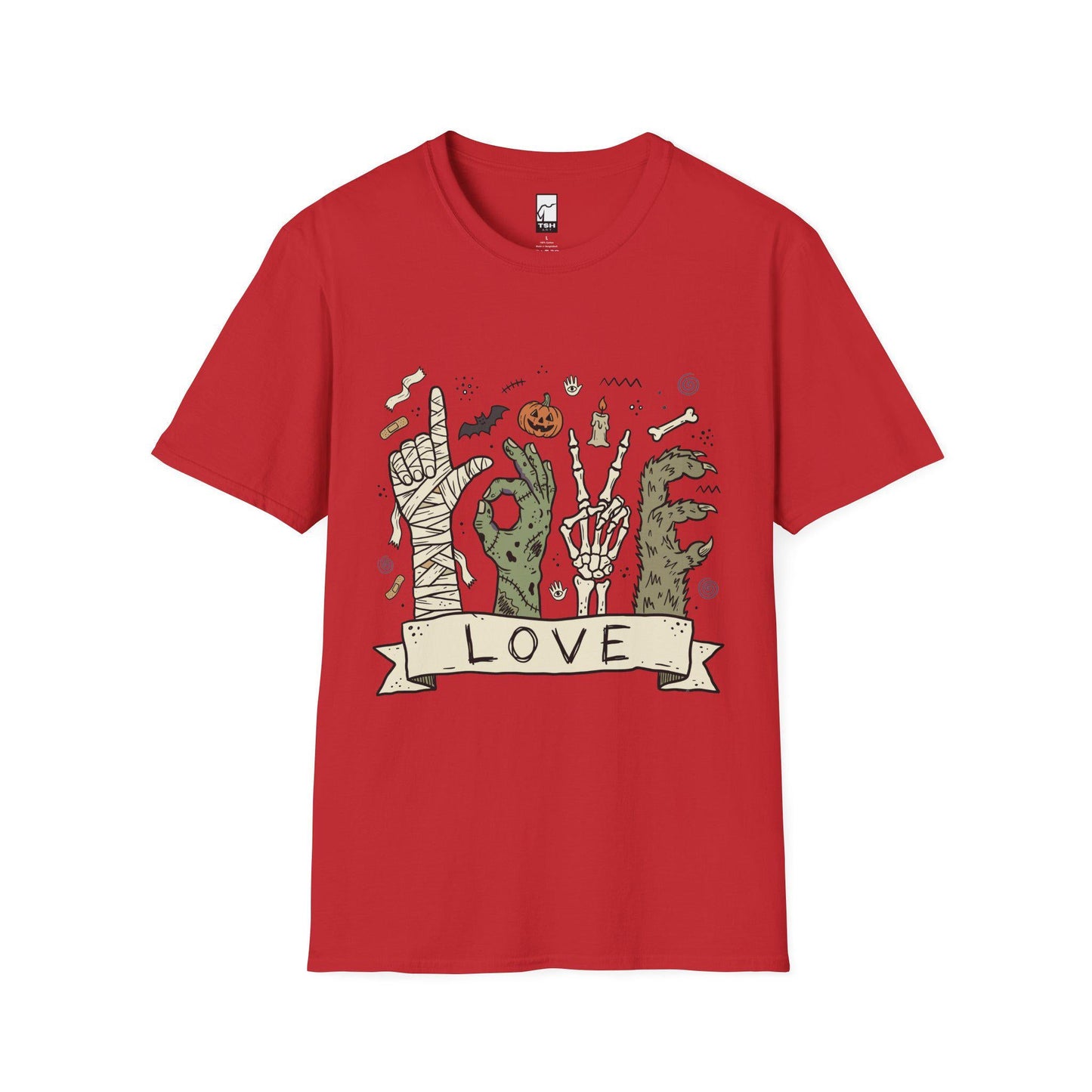 Halloween Love Shirt | Monster Hands T Shirt | Spooky Skeleton Hand Tee | Zombie Mummy Graphic Tee | Cute Creepy Fall Tee | Unisex Gift