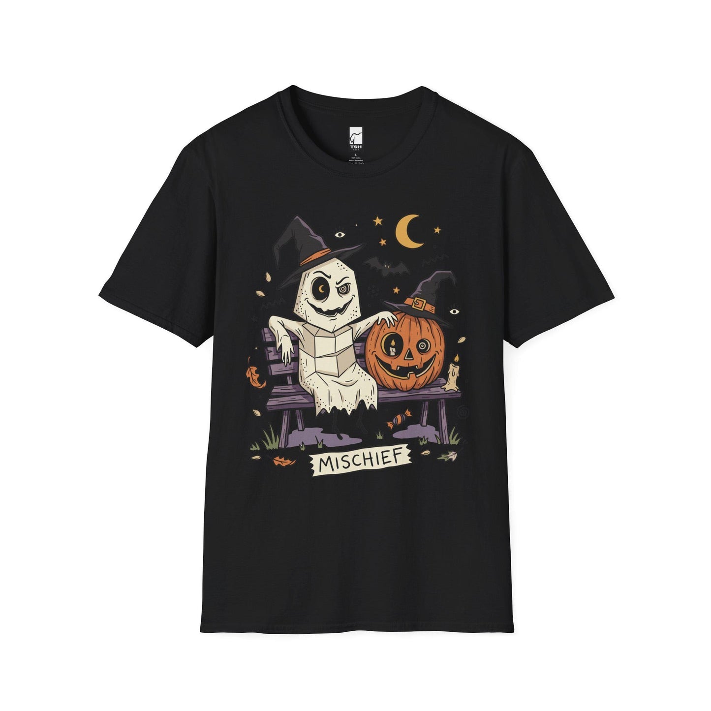 Cute Ghost Pumpkin Shirt | Witch Hat Halloween T Shirt | Spooky Season Graphic Tee | Best Friends Fall Tee | Retro Spooky Tee | Unisex Gift