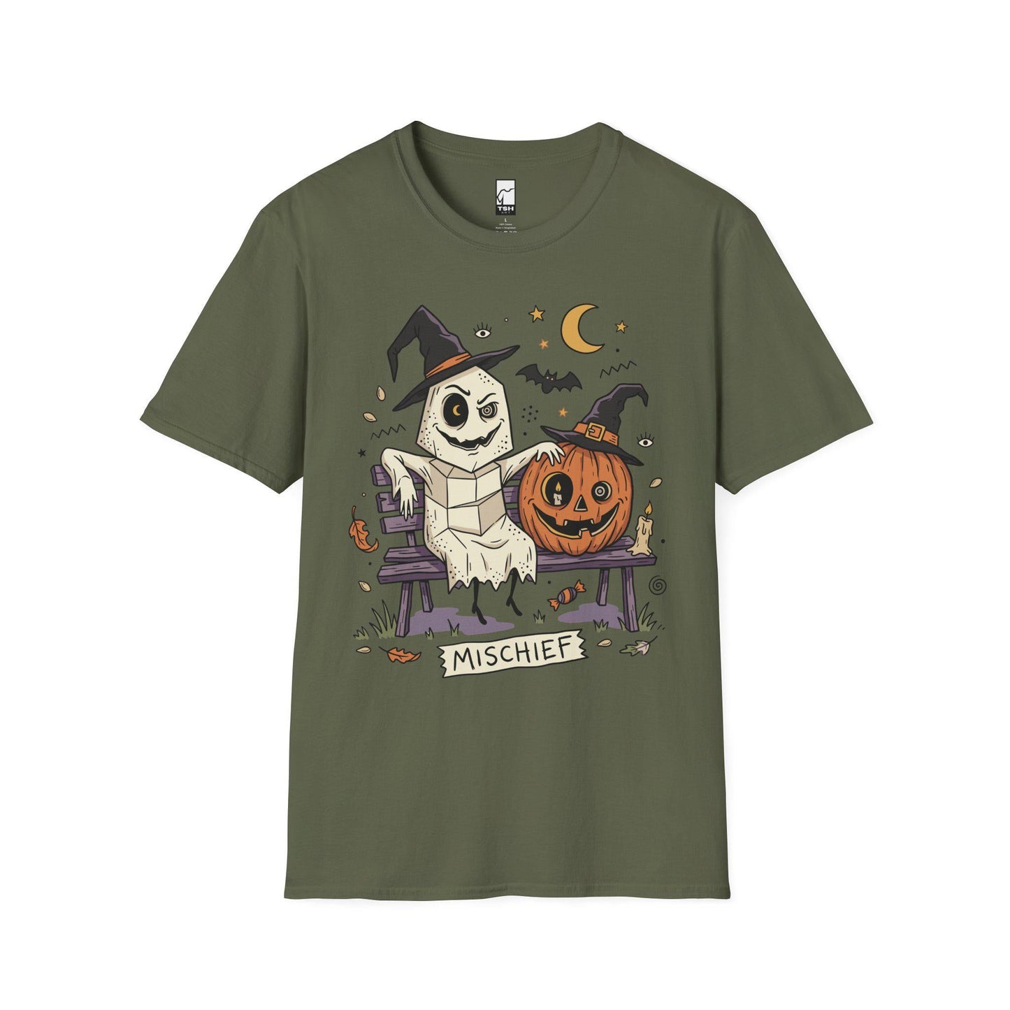 Cute Ghost Pumpkin Shirt | Witch Hat Halloween T Shirt | Spooky Season Graphic Tee | Best Friends Fall Tee | Retro Spooky Tee | Unisex Gift