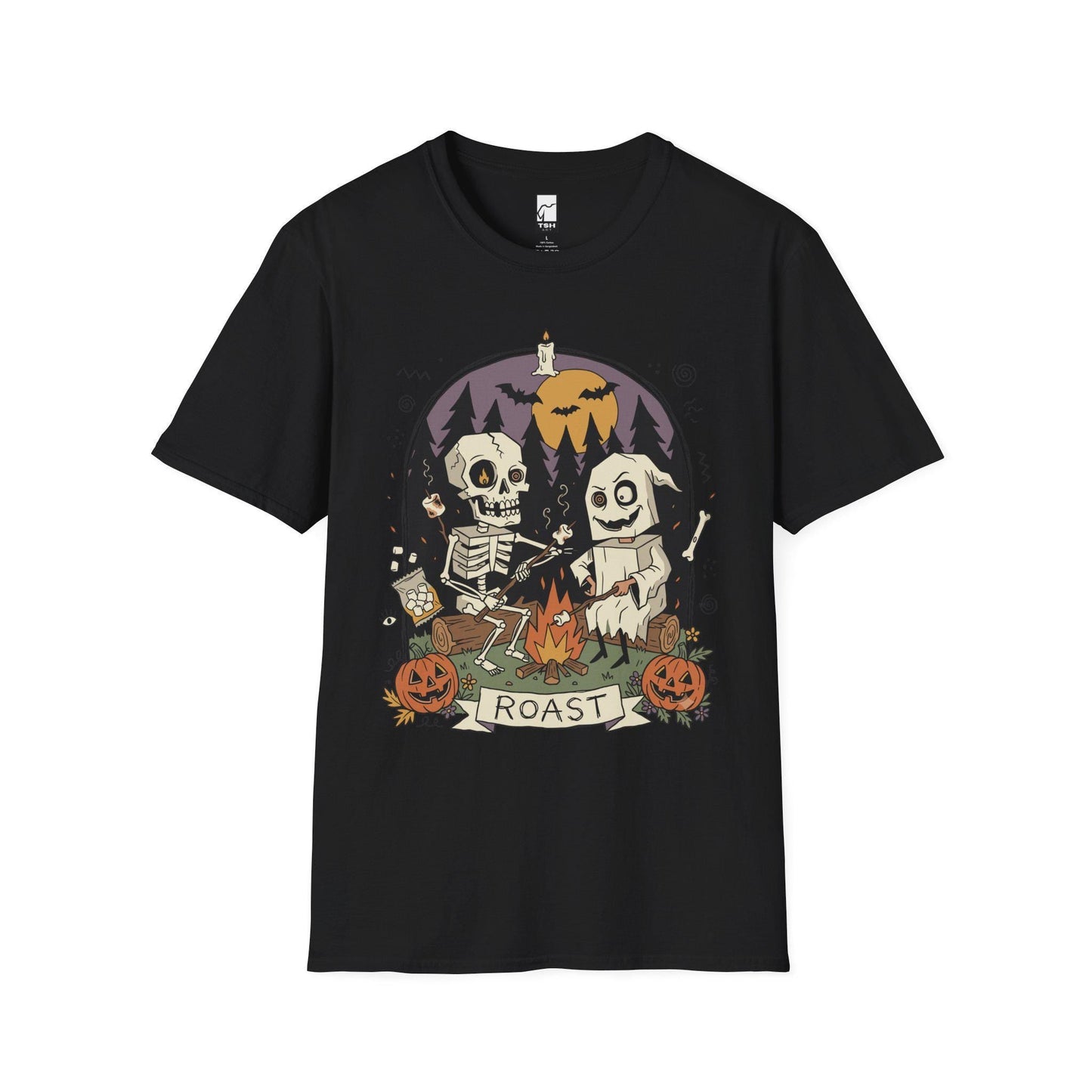 Skeleton Roast Halloween Shirt | Ghost Campfire Tee | Funny Marshmallow T Shirt | Spooky Smores Graphic Tee | Retro Fall Tee | Unisex Gift
