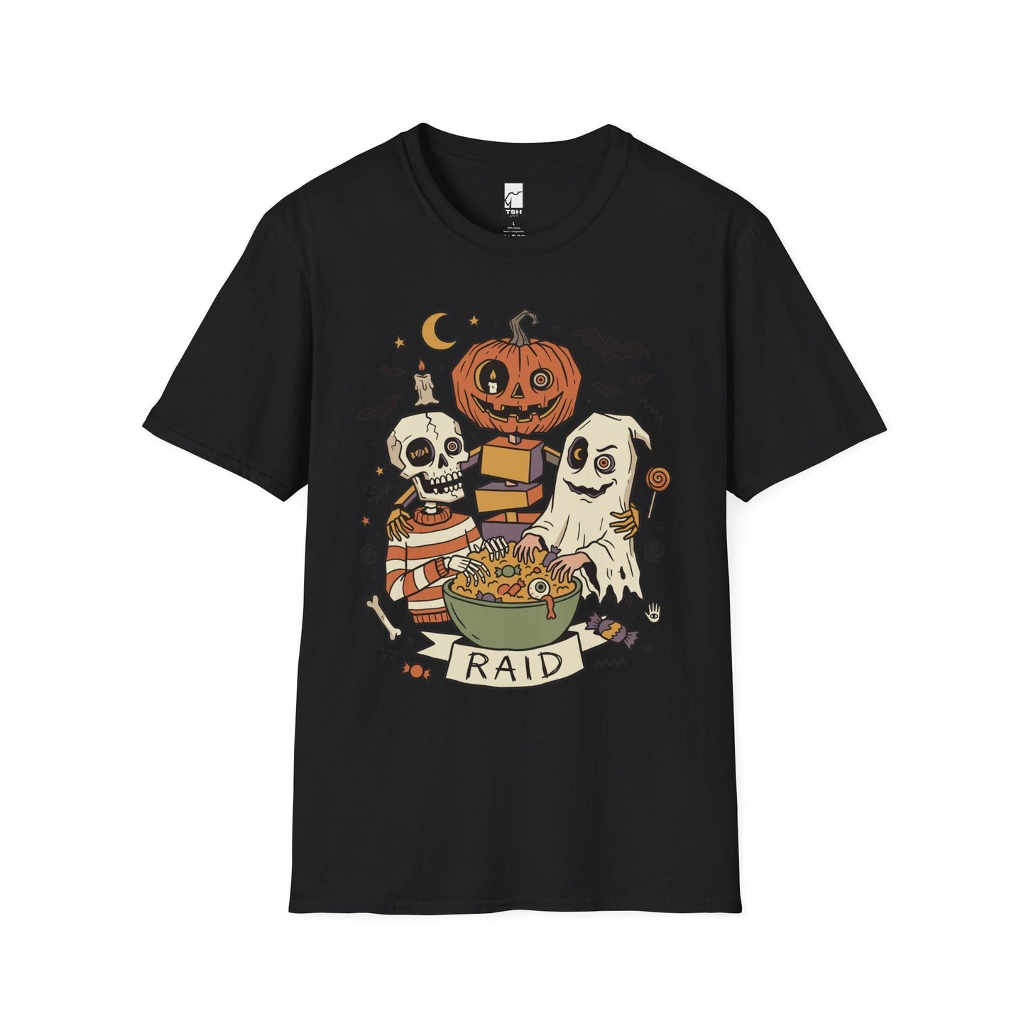Vintage Halloween Shirt | Skeleton Ghost T Shirt | Spooky Candy Bowl Tee | Pumpkin Trick Or Treat Tee | Retro Spooky Tee | Unisex Gift